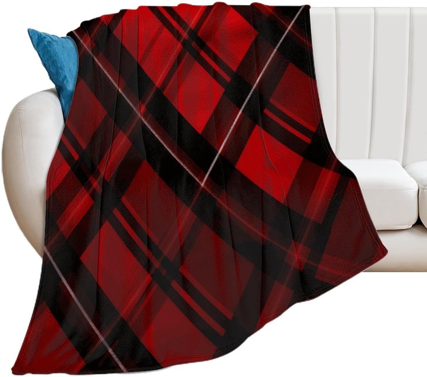 Red and Black Plaid Blanket Super Soft Lightweight Throw Blanket Cute Cozy Warm Bed Blanket Decorative Fuzzy Blanket All-Season Home Decor Gift for Sofa Couch Living Room 40"*50" （100 * 130cm）