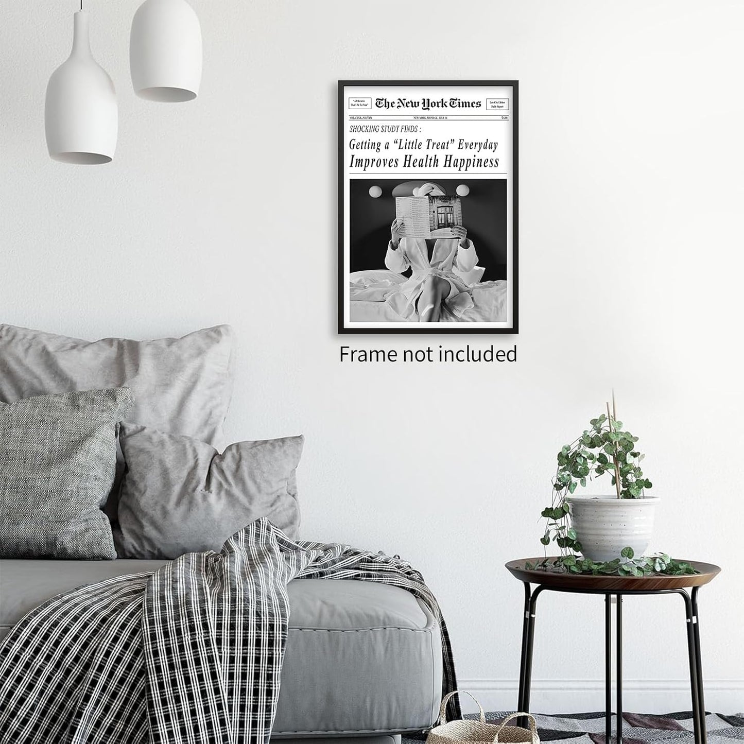 Black and White New York Newspaper Poster Trendy Newspaper Wall Art Trendy Humor Quotes Headline Print Feminist Wall Art Retro Wall Decor for Girl Dorm Bedroom 12x16 inch Unframed