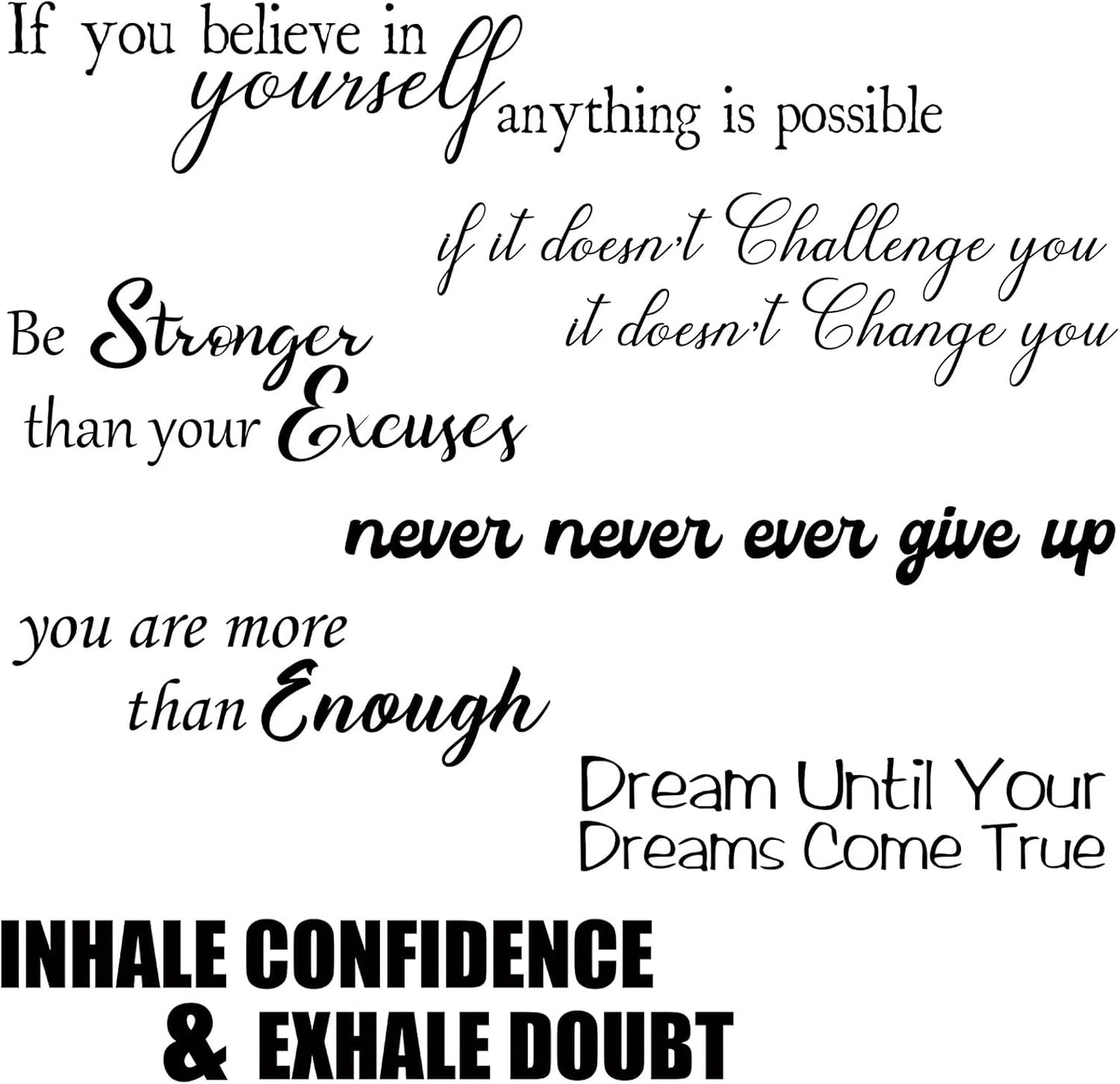 7 Pcs Inspirational Vinyl Wall Decals Motivational Quotes Peel and Stick Removable Positive Saying Affirmation Stickers for Office Classroom School Mirror Home Bathroom