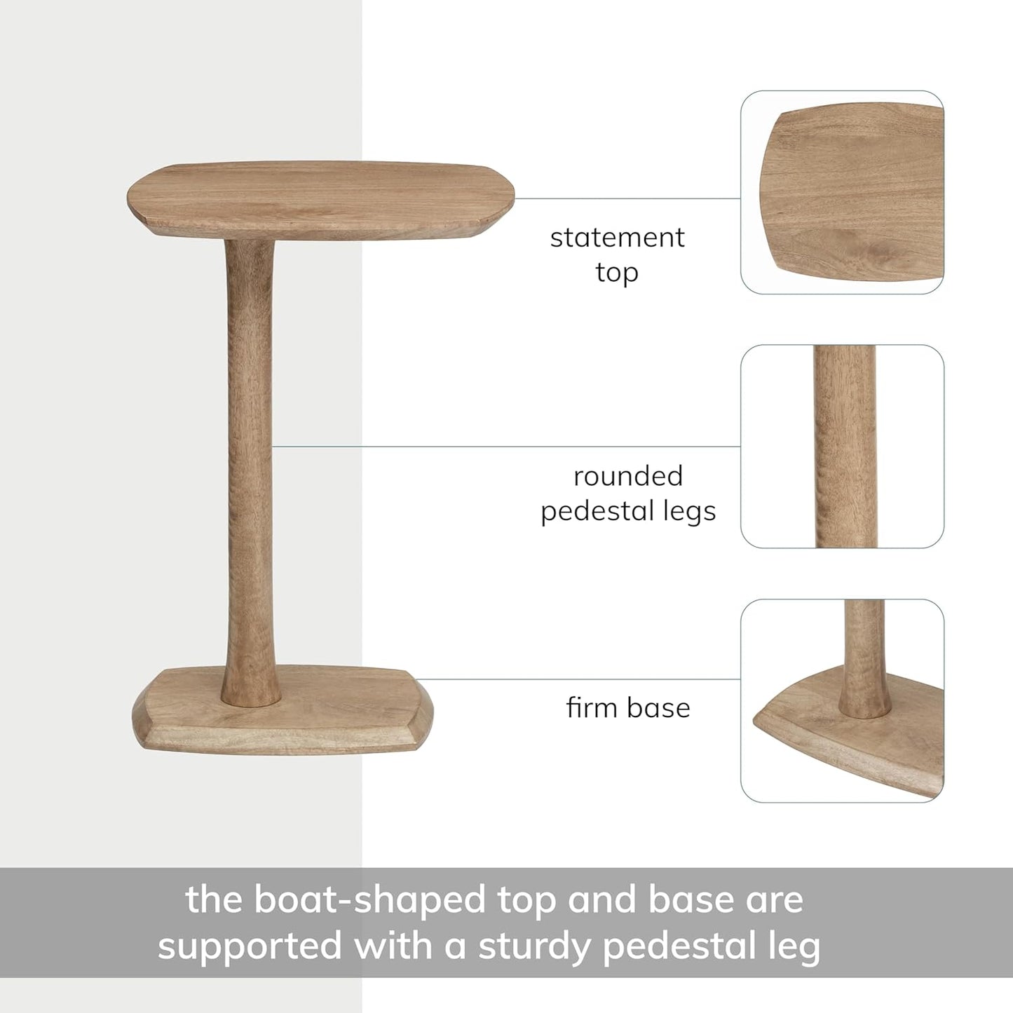 MH London Side Table - Stirling Wooden Modern C Shaped End Table - Exclusively Designed Hand Crafted Tables - End Table for Living Room, Bedroom Bedside Tables and Office