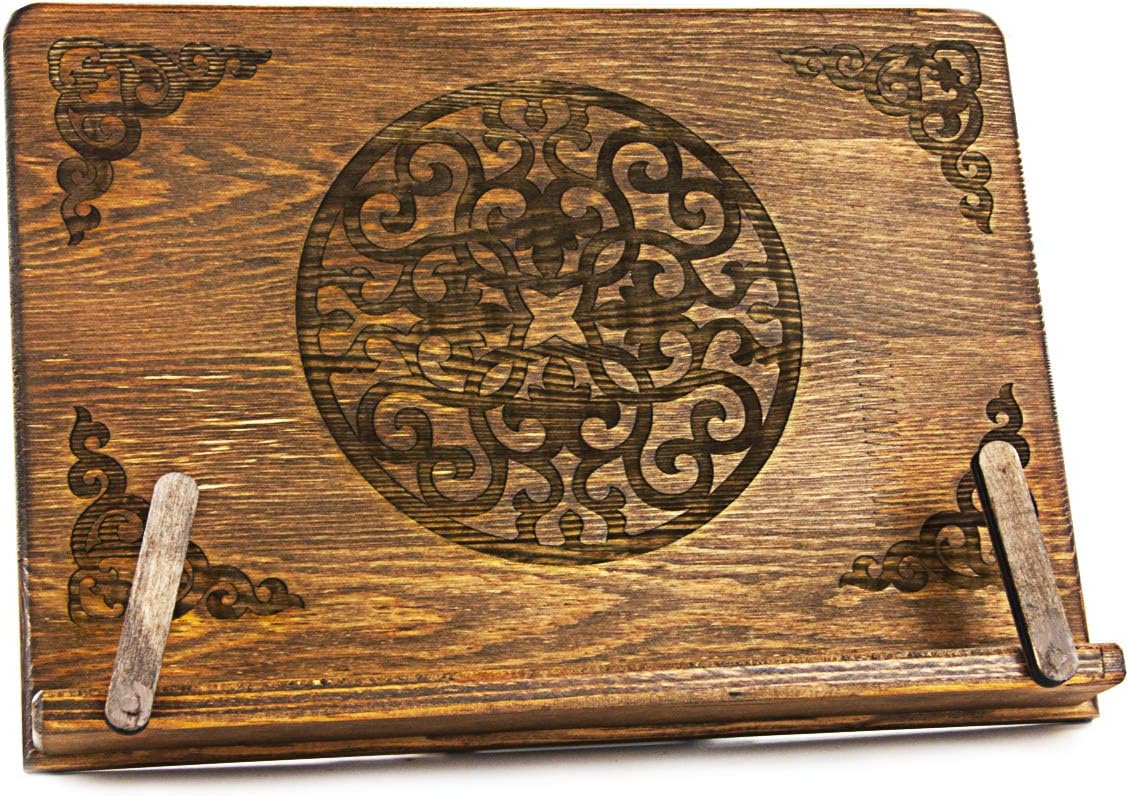 ihvan online, Vintage Wooden Book Holder Stand, Portable and Adjustable Cookbook Holder, Tablet Recipe Book Bible or Quran Stand, Perfect Mother's or Father's Day Gifts