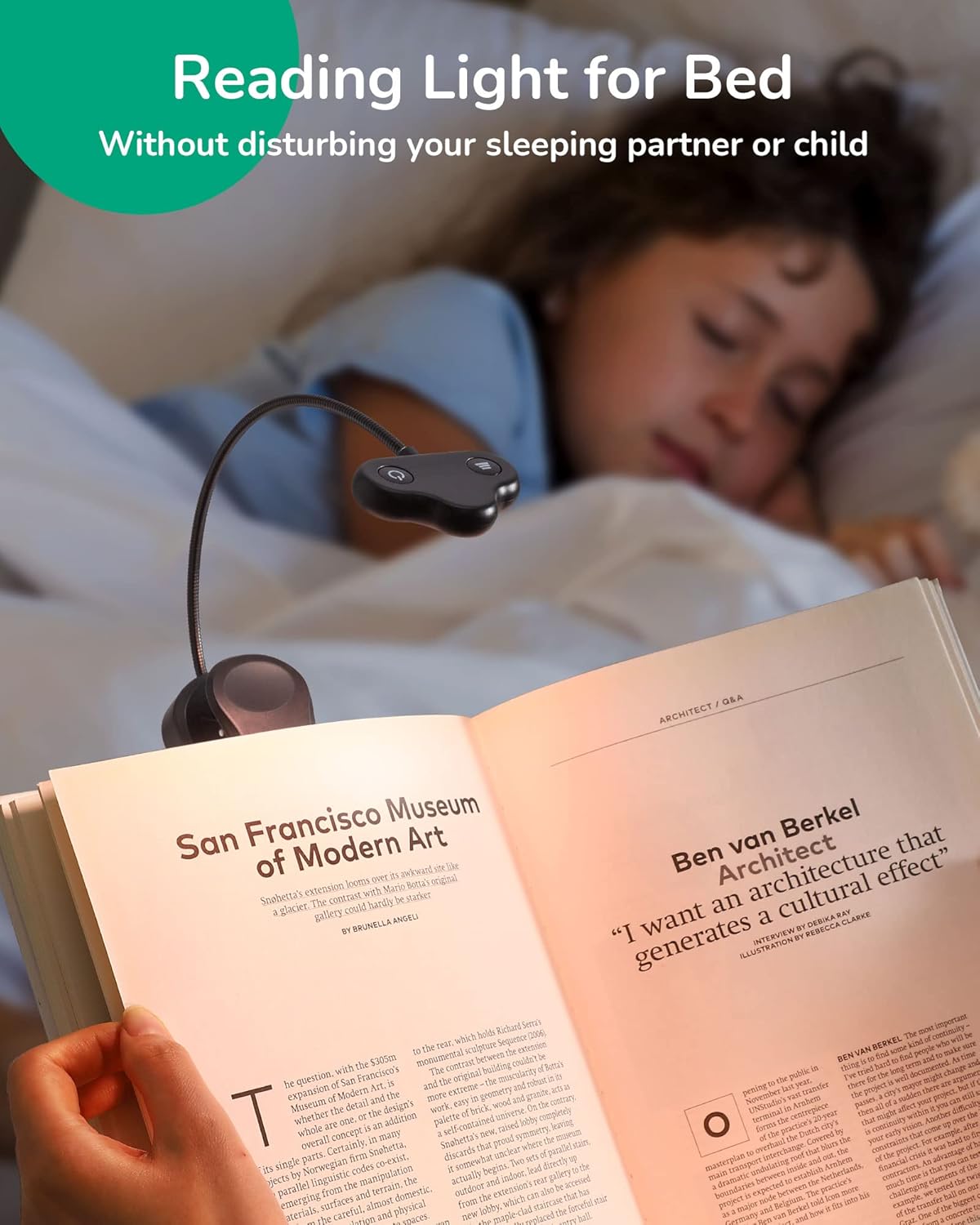 EDISHINE Book Light for Reading at Night in Bed, Portable Clip-on Lamp, 3 Color Modes & Stepless Dimmable, Eye Care LED USB Rechargeable Light for Readers, Kids, Bookworms, Travel (Black)