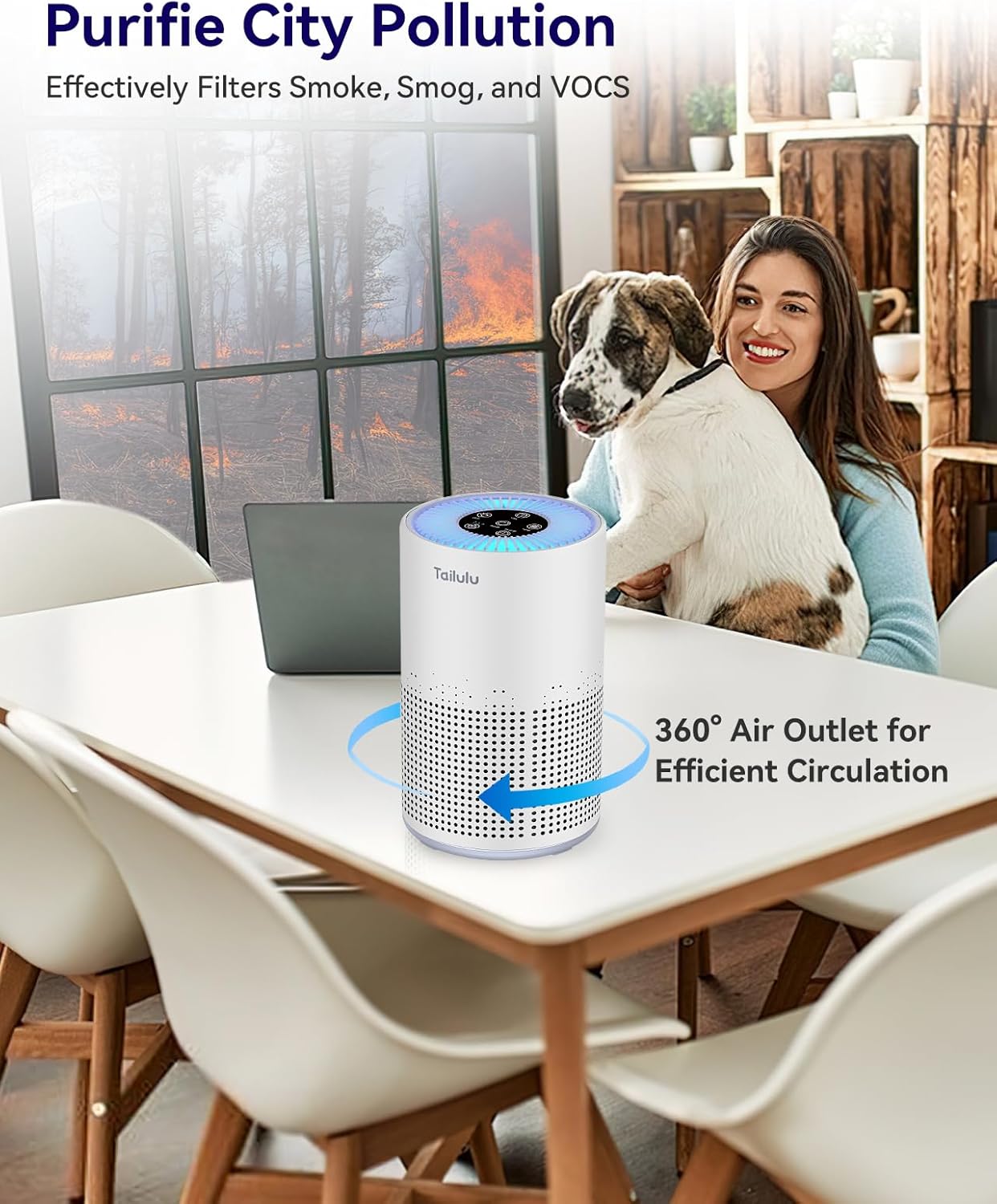Air Purifiers for Bedroom Home Pets 1200 Ft², Tailulu H13 True HEPA Air Filter Portable Air Purifier with 12dB Sleep Mode, Speed Control, Timer, Quiet Air Cleaner For Odor Dust Smoke Pollen AP050