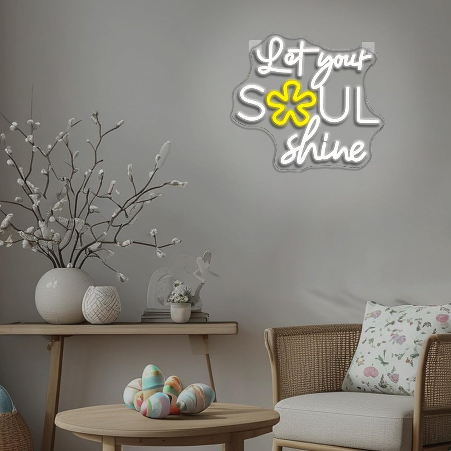 Let Your Soul Shine Neon Sign for Wall Decor Dimmable Letters Led Neon Lights Spiritual Positive LED Signs for Bedroom Living Room Home Party Art Decor Gift