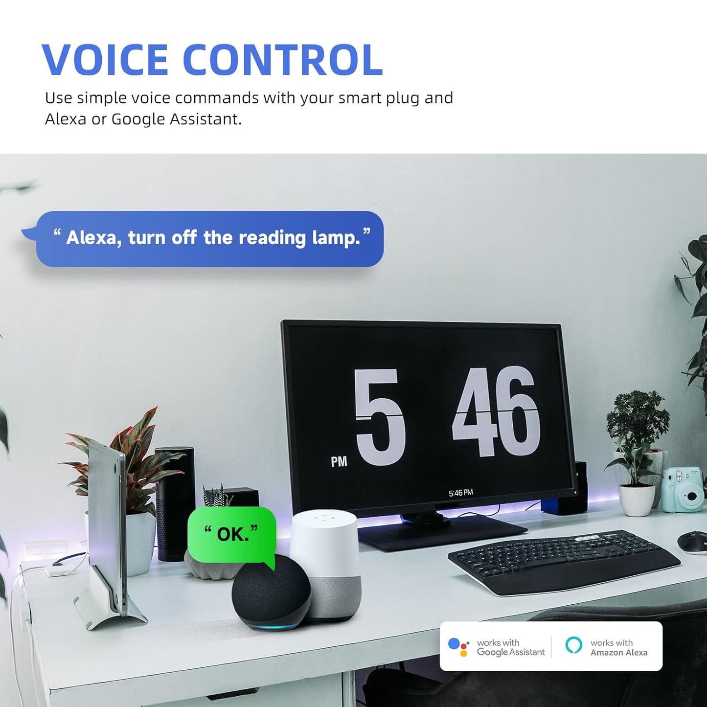 Mini Smart Plug, 15A WiFi Plugs Work with Alexa & Google Assistant, Smart Outlet with Timer & Group Controller, WiFi Outlet for Home, No Hub Required,2.4G WiFi Only, ETL&FCC Approvel, White, 2 Pack
