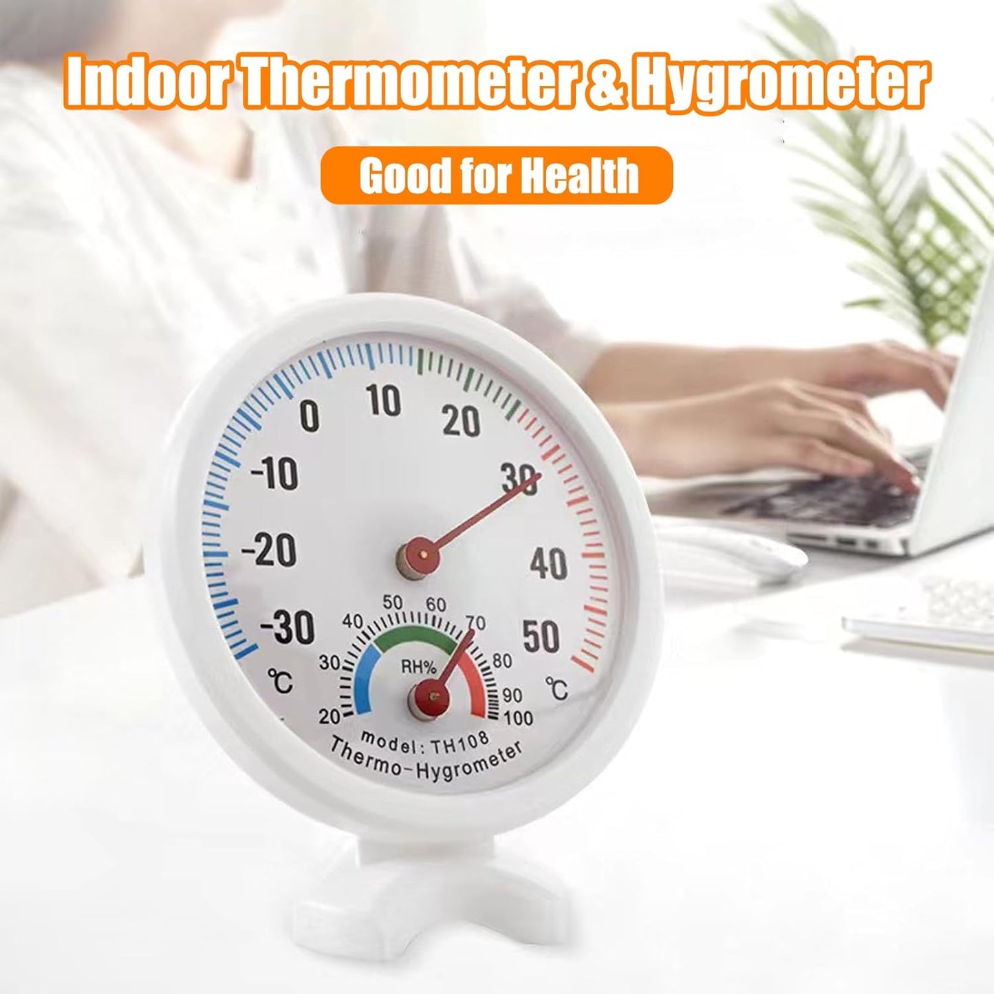 Mini Indoor Thermometer, Indoor Outdoor Hygrometer Analog 2 in 1 Temperature Humidity Monitor Gauge for Home, Room, Outdoor, Offices, Display Mechanical