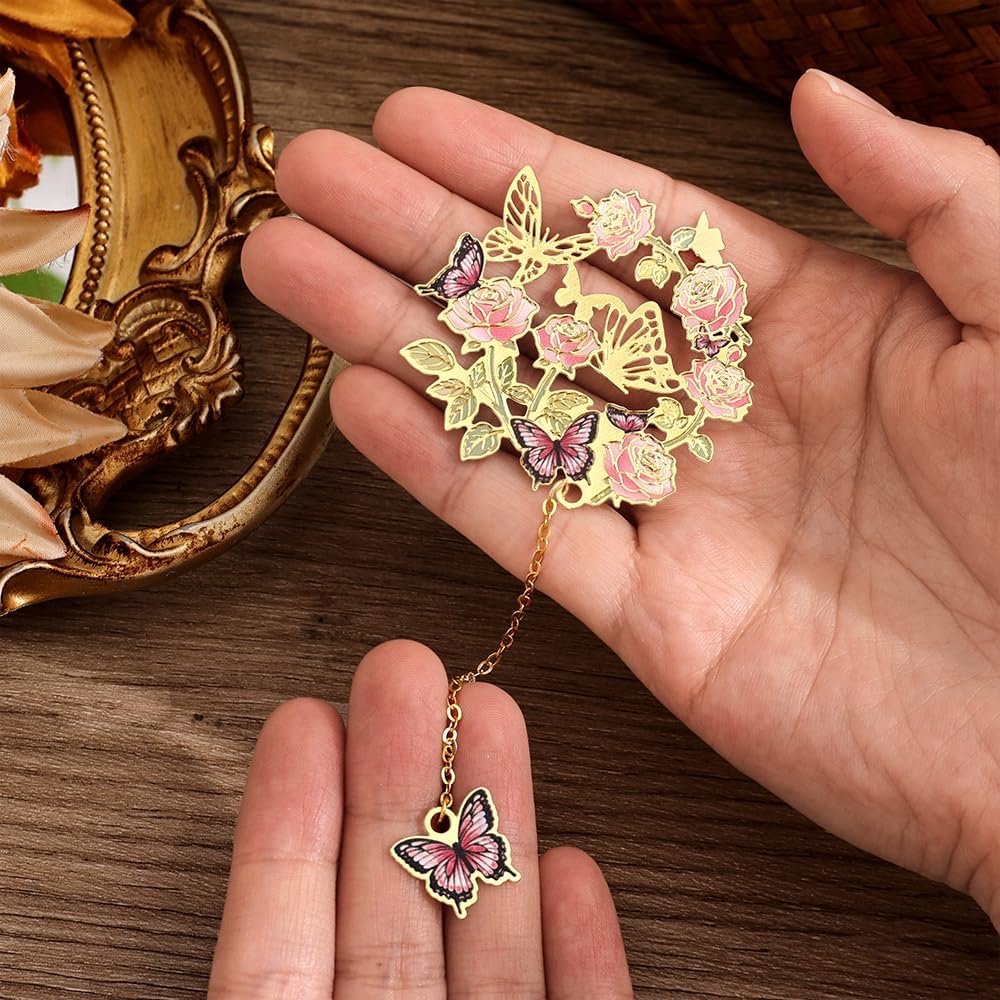 2pcs Bookmark Butterfly Flower Theme Pretty Book Marks Set with Bookmarks for Women, Cute Book Markers for Writers, Kids, Teens, Men Readers, Reading Accessories Gifts for Book Lovers