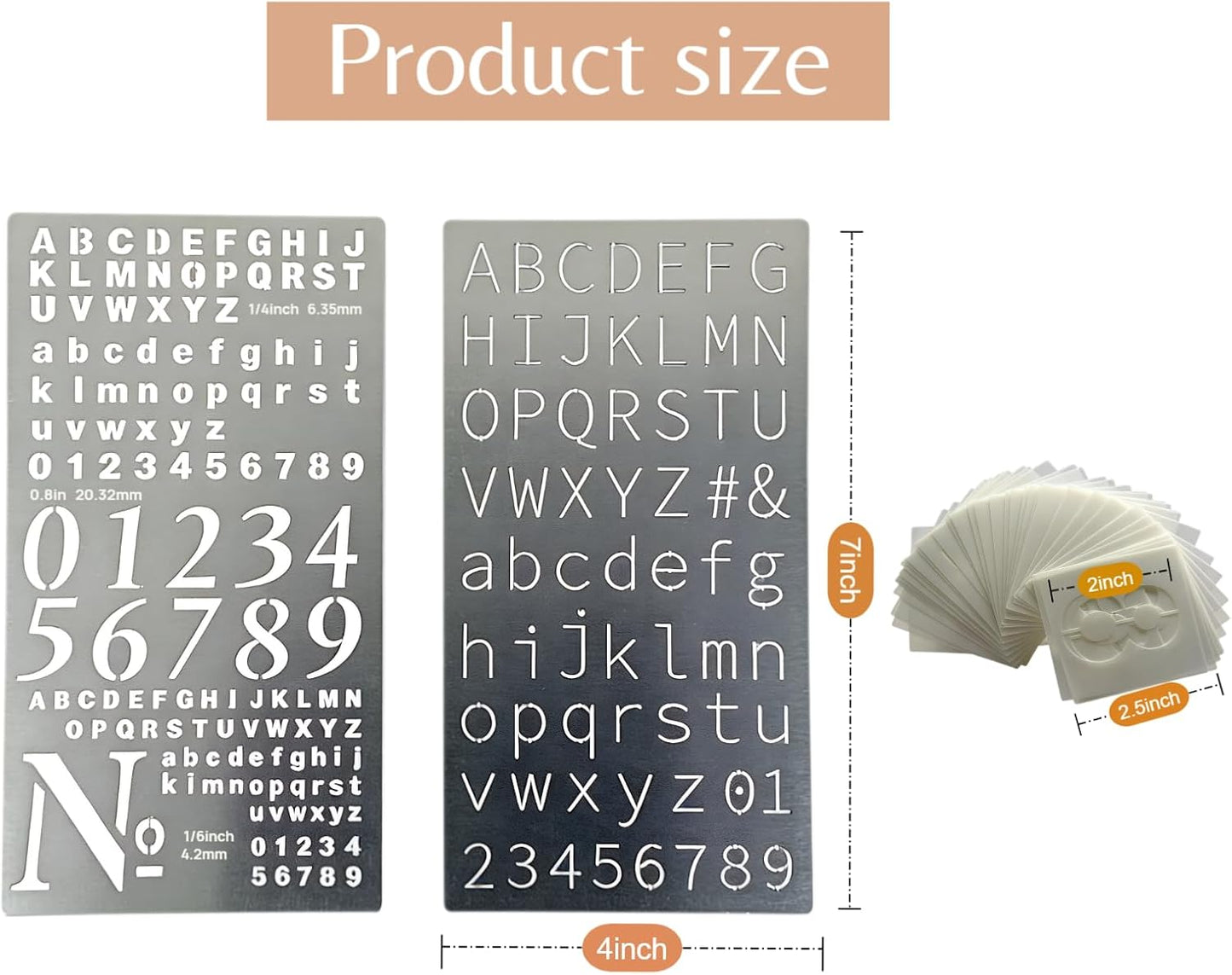 2 Pcs Metal Planner Stencil Journal Stencil, Rustproof Engraving Stencils with 36 Pcs Letter Stencils and Numbers for Journaling, Bookmarks, Rulers, Planners, Scrapbooks