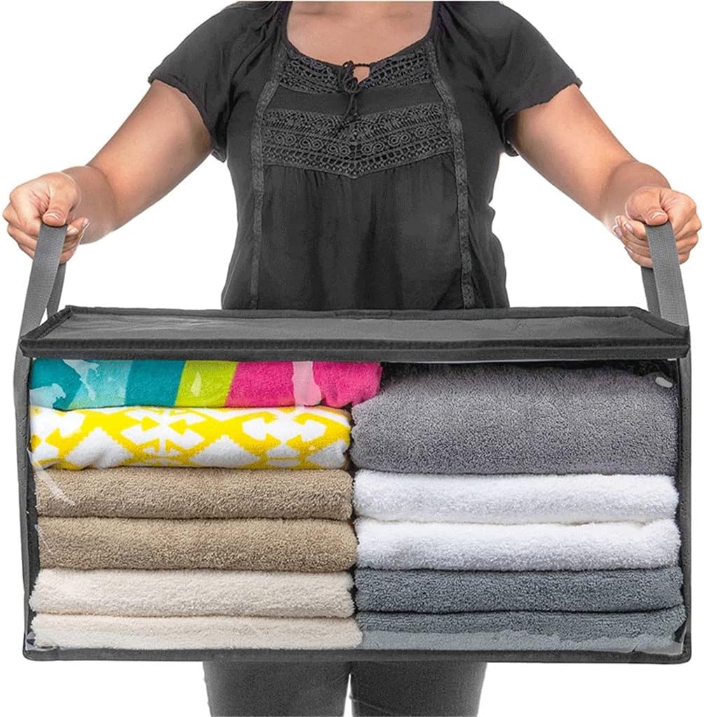 Home Storage Bags Quilt Non-Woven Clothes Boxes with Lids Closet(Blue)