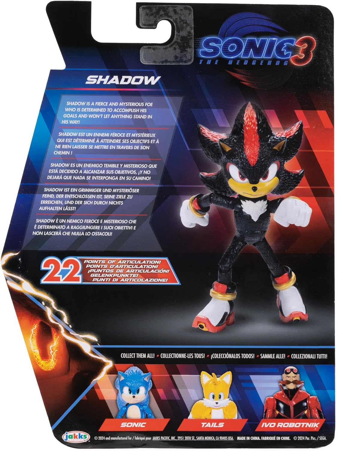 Sonic The Hedgehog – 5-Inch Shadow Action Figure – 20+ Points of Articulation – Official Collector Toy – Boys & Girls Ages 3+