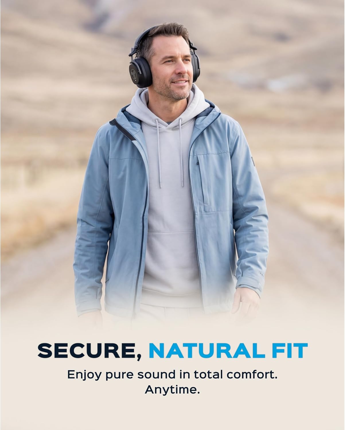 TREBLAB Bluetooth Headphones Over the Ear, Noise Cancelling, Hybrid ANC, 64H Battery, IPX4, Foldable Wireless Headphones with Mic, Lightweight, Work and Travel – U5