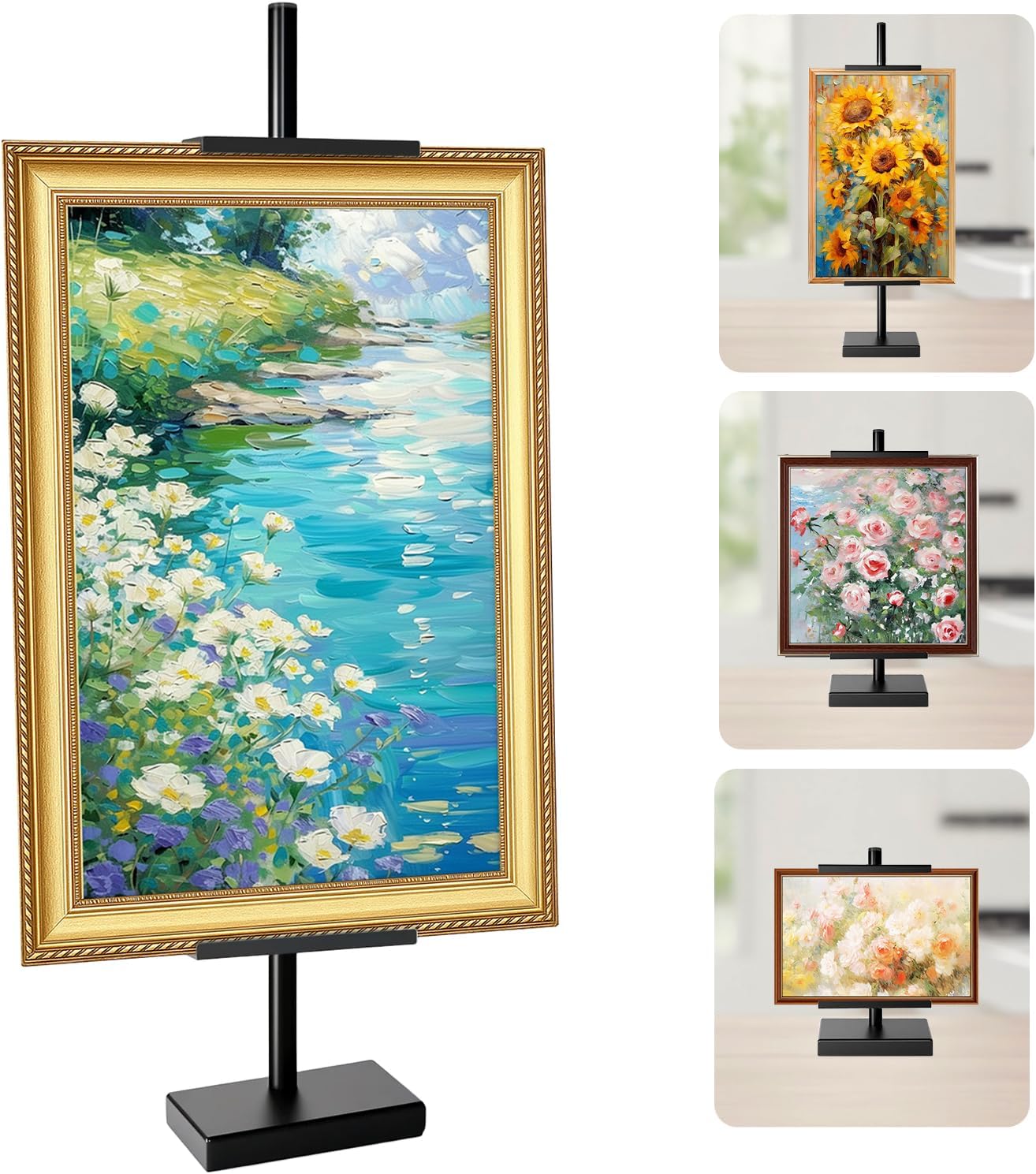 AZEAM Tabletop Easel Stand, Adjustable Poster Stand for Frames up to 29" , Black Metal Standing Easel Display Stand for Art Signs Photos, Framed Artwork Display Easel Stands for Home Events