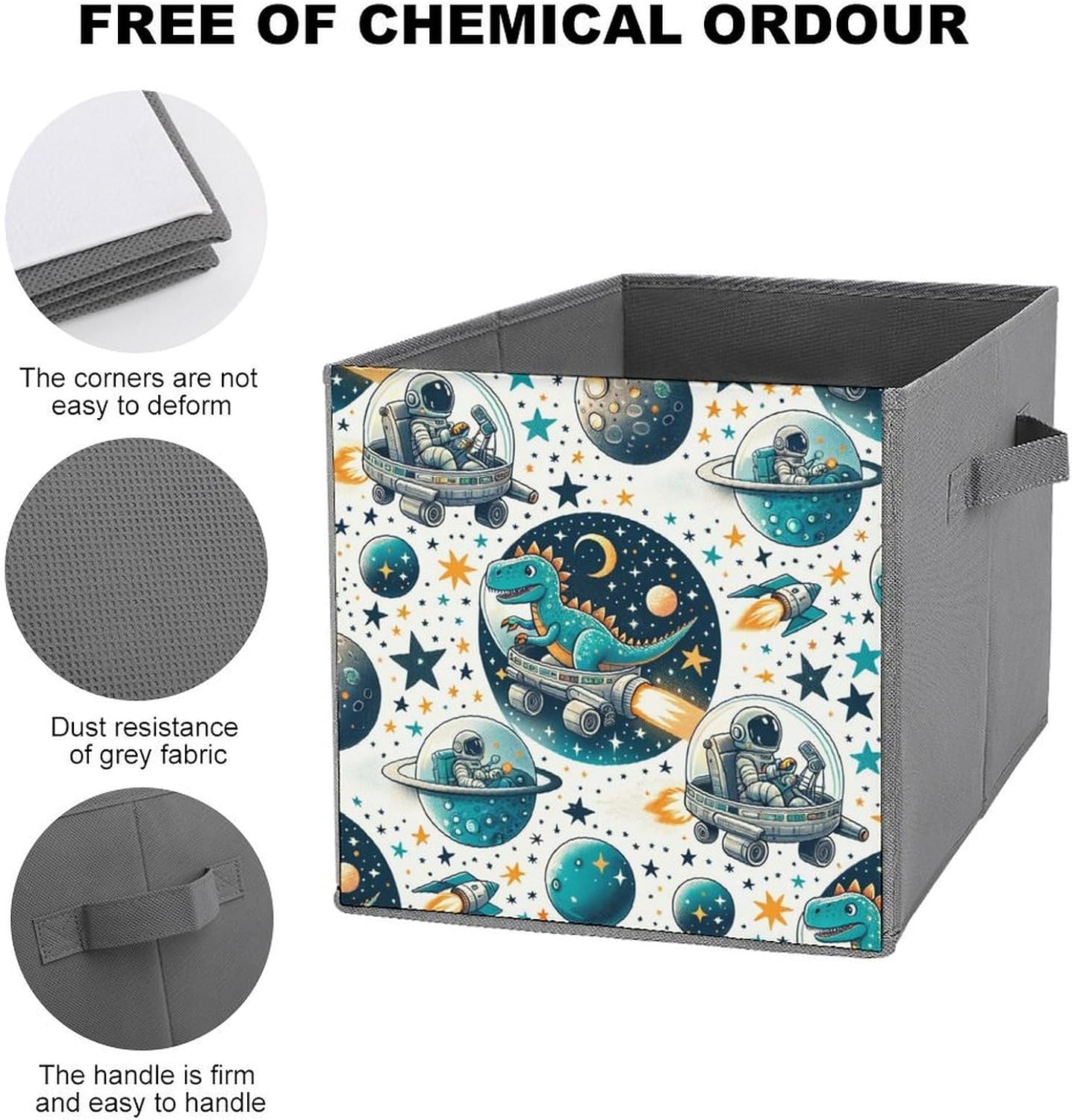 Car Traveling Dinosaurs Space Storage Cubes,Fabric Collapsible Storage Bins with Dual Handles, Foldable Cube Baskets for Shelf,Closet Organizers And Storage Box