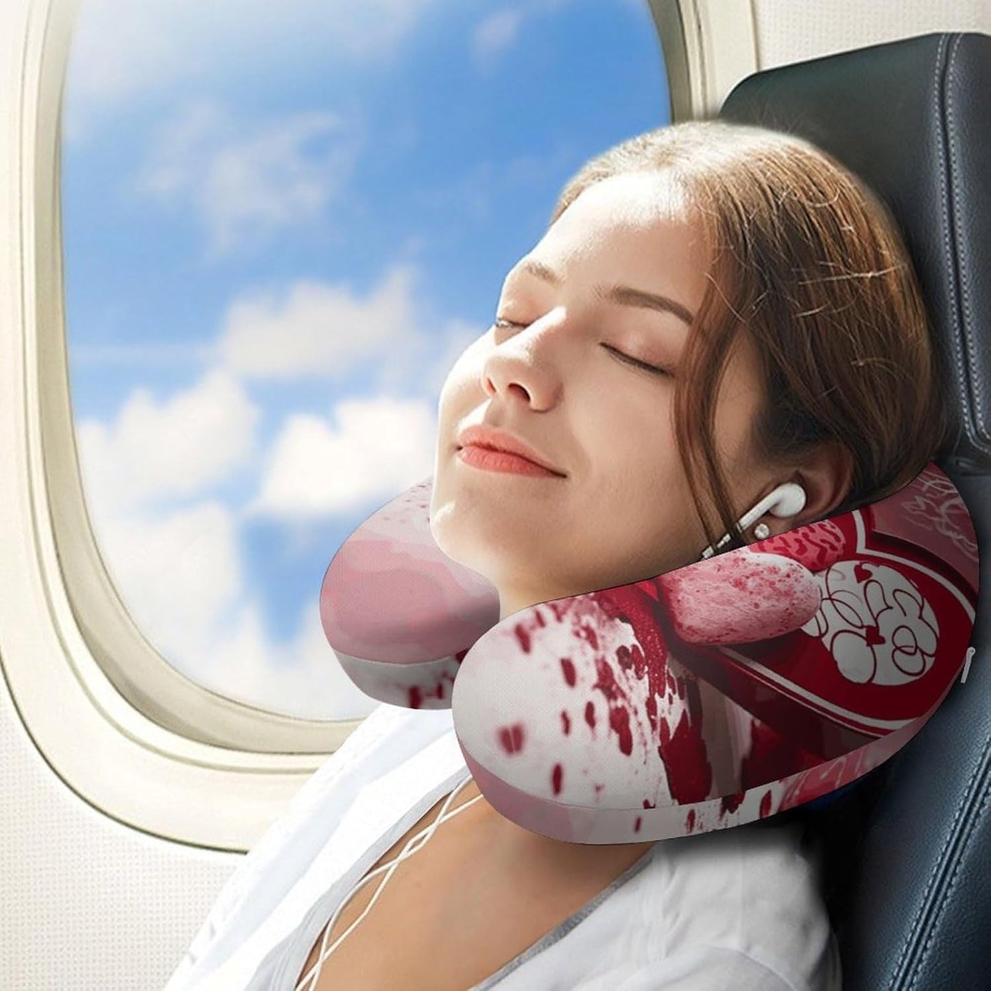 Valentine Day Neck Pillow Memory Foam U Shaped Pillows Portable Pillows for Shoulder Travel Head Support Pillow with Concealed Zipper for Airplane Car Home Office