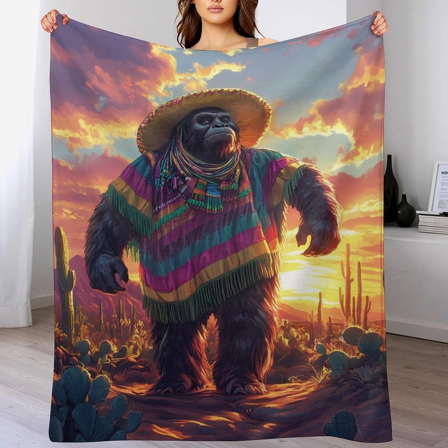 Guardian Bigfoot Sasquatch Throw Blanket for Couch Bed Plush Cozy Fuzzy Flannel Blanket for All Season 66"x90"