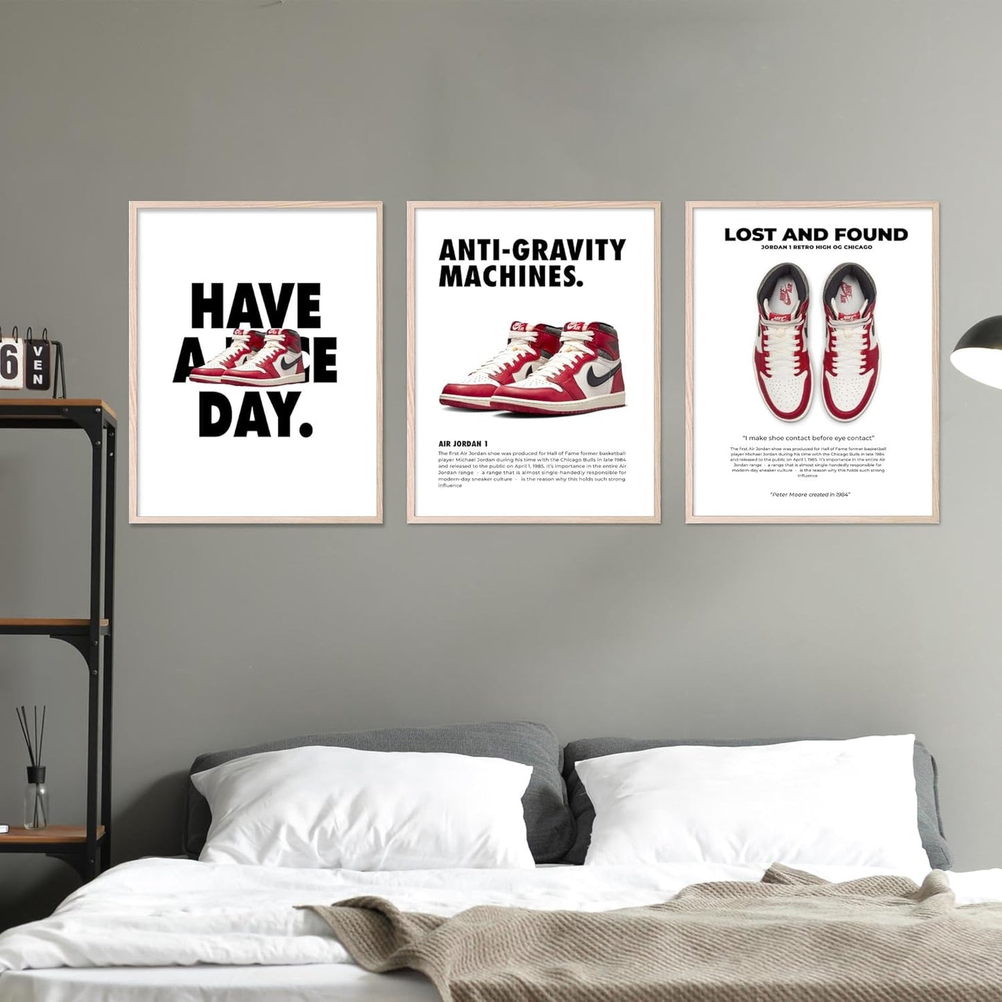 BigWig Prints Hypebeast Wall Art - Hypebeast Room Decor Poster, Sneaker Art, Sneaker Posters, Sneakerhead Pictures, Shoe Wall Artwork for Boys Room, Sneakerhead Bedroom - Unframed Set Of 3 (12x16”)