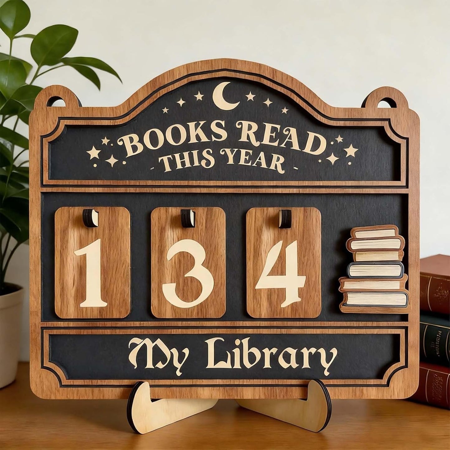 Books Read This Year Counter, Book Tracker for Home Library Decor, Book Counter Book Lover Gift for Librarian Reader Teacher, Bookshelf Decor Wall Art