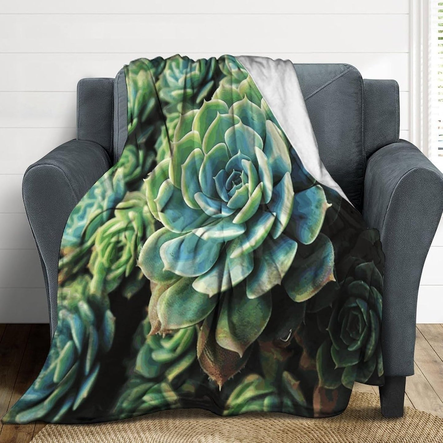 Succulent Plants Blanket Super Soft Lightweight Throw Blanket Cute Cozy Warm Bed Blanket Decorative Fuzzy Blanket All-Season Home Decor Gift for Sofa Couch Living Room 50"*60"（130 * 150cm）