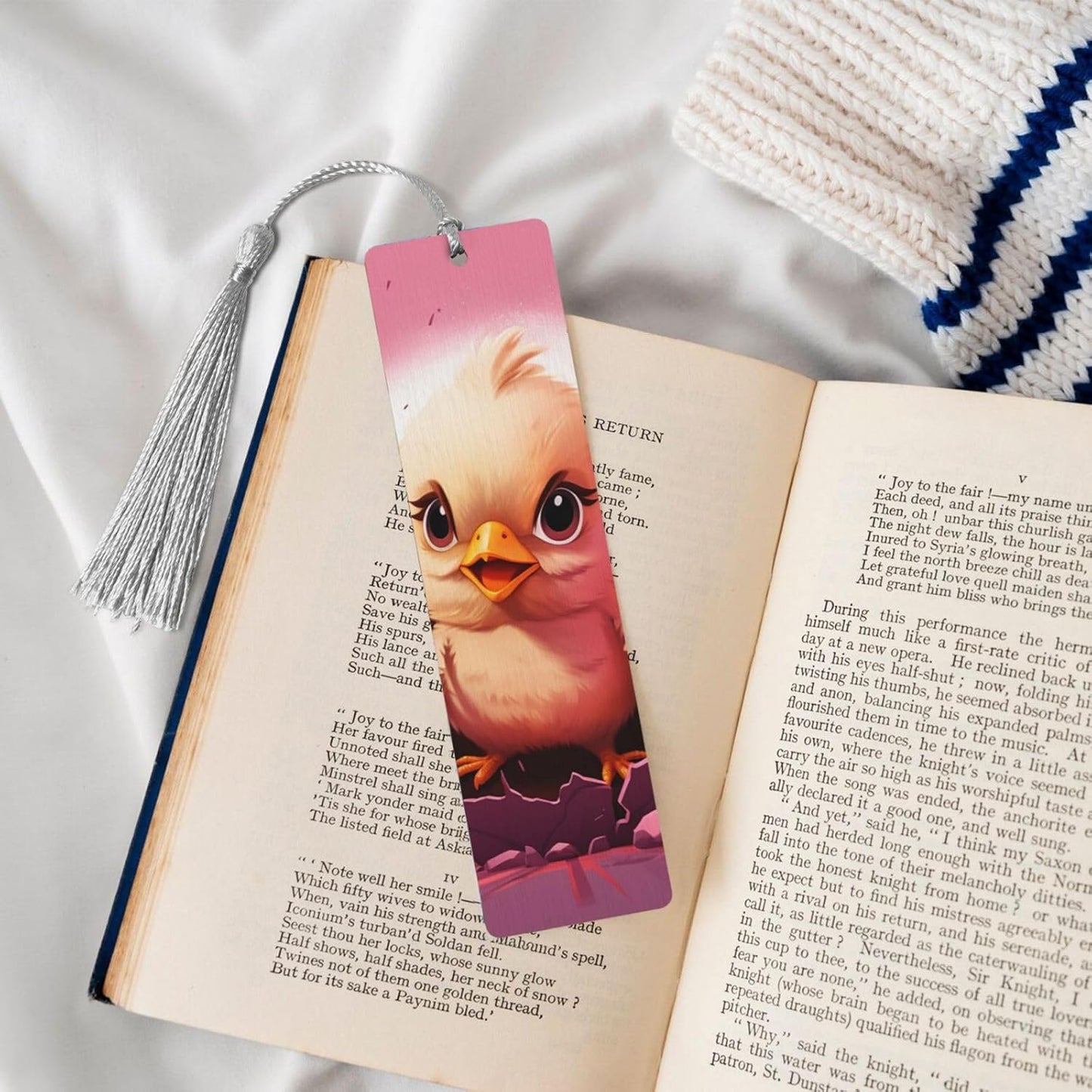 Chicken Hatches Bookmarks Gifts for Women Men, Wooden Bookmarks for Book Lovers, Vintage Book Marks Ornaments with Tassel, Unique Personalized Reading Page Markers Gray