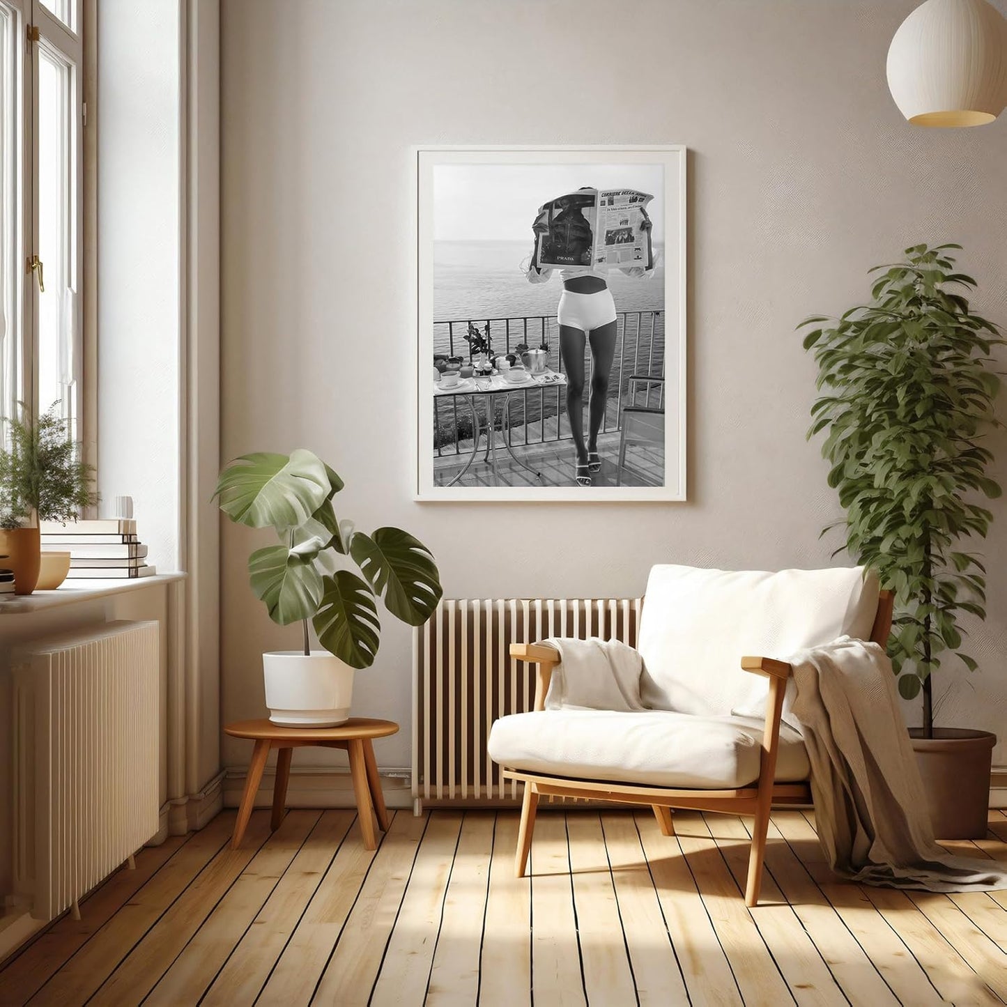 Vintage Black And White Poster Fashion Apartment Wall Art Retro Women Wall Art Modern Feminine Woman Reading Newspaper Print 16x24 Inch UnFramed for Living Room Bedroom Dorm Office Bar Home Decor