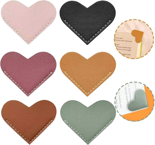 Leather Heart Bookmarks, Corner Page Clips for Women & Girls, Cute Handmade Book Accessories, Perfect Reading Gift for Book Lovers & Kids