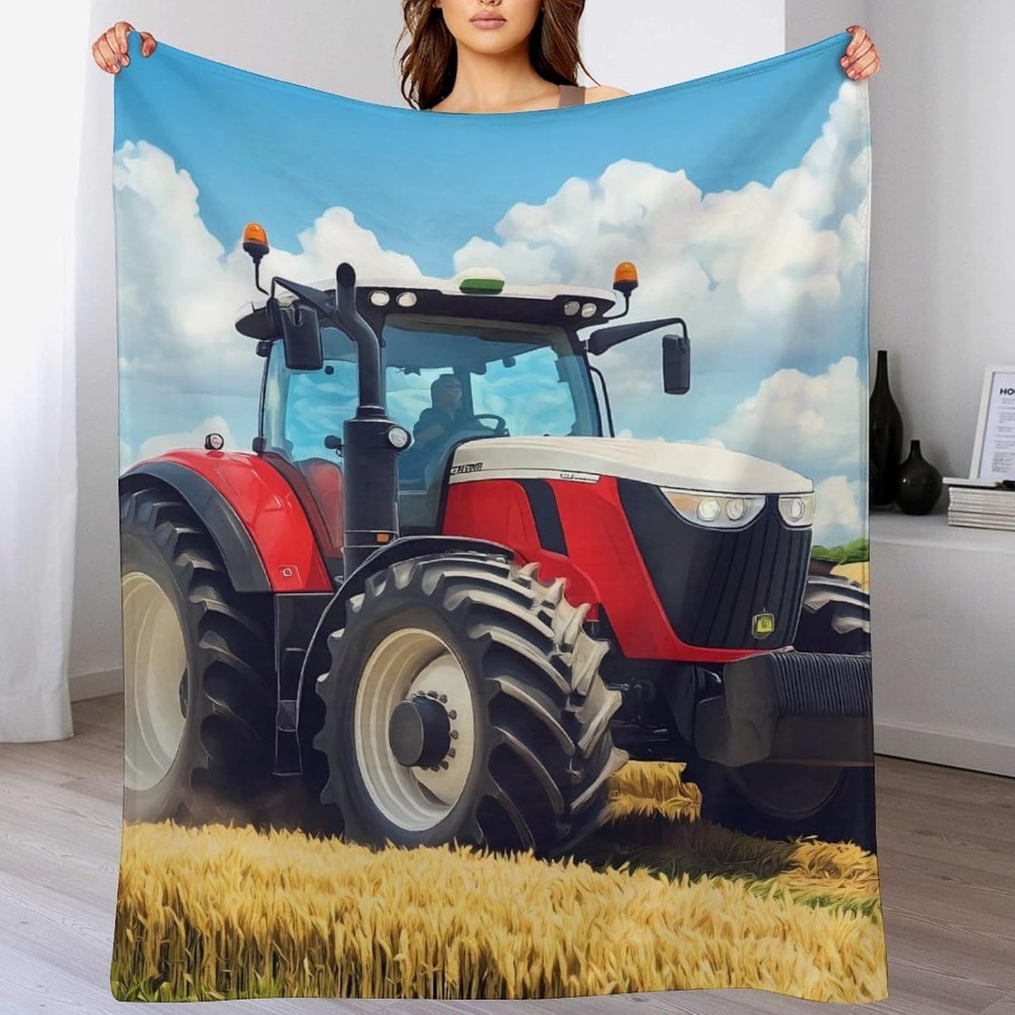 Tractor Printed Throw Blanket for Couch Bed Plush Cozy Fuzzy Flannel Blanket for All Season 40"x50"