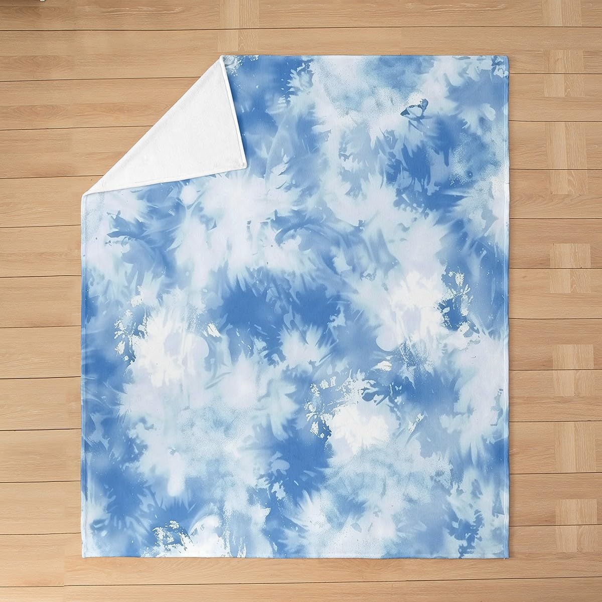 Feelyou Blue Tie Dye Plush Throw Blanket Baby 30"x40" Kids Boho Hippie Flannel Fleece Blanket for Sofa Couch Boys Girls Teens Tie Dyed All Season for Bed Bohemian Gypsy Psychedelic
