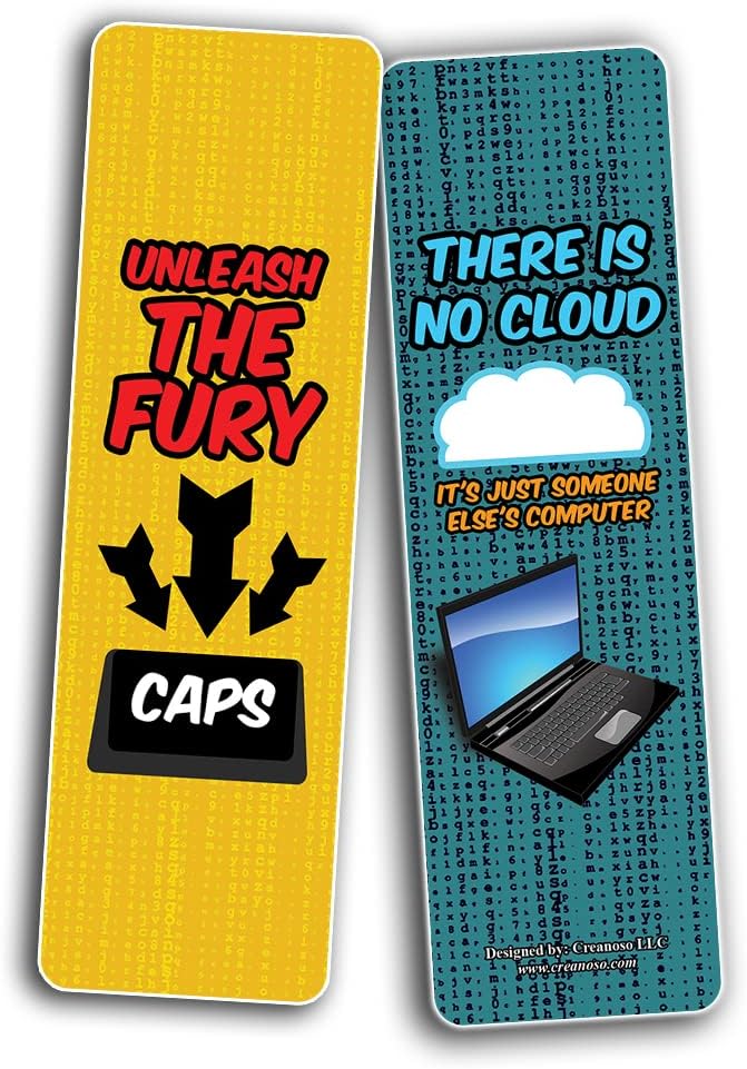 Creanoso Funny Computer Novelty Adult Humor Bookmarks (2-Sets X 6 Cards) – Daily Inspirational Card Set – Interesting Book Page Clippers – Great Gifts for Adults and Professionals