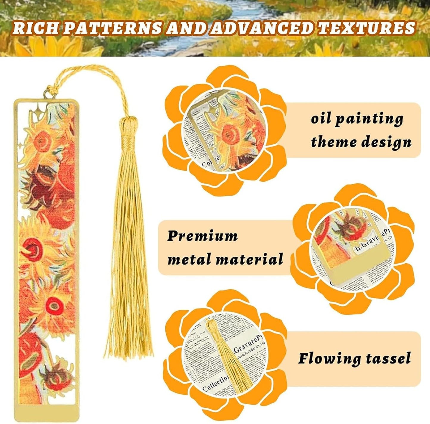 6 Pieces Metal Bookmarks with Tassel,Gold Oil Painting Theme Woman Bookmark,Bookmarks for Reading,Reading Accessories,Present for Book Lovers