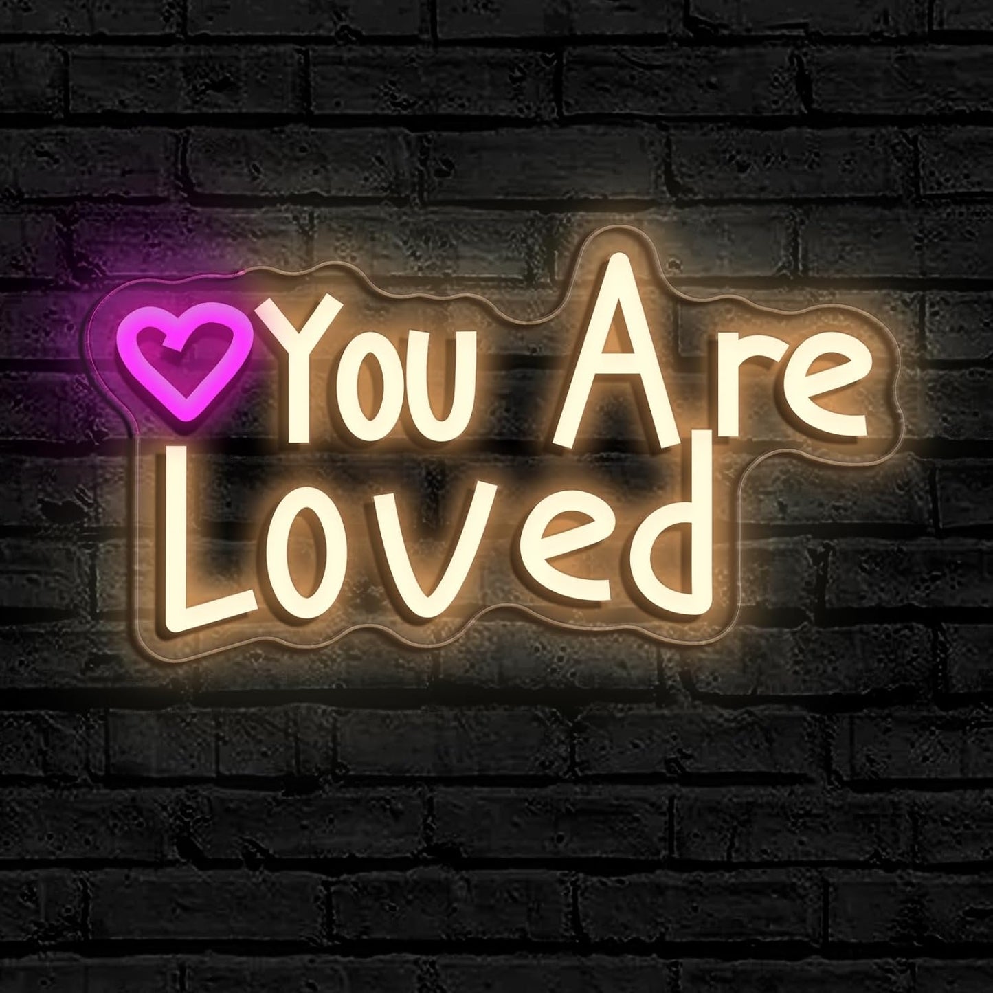 You Are Loved Neon Sign Today for Girl Party Motivational neon signWall Decor, Dimmable, USB Powered, Pink Heart Motivational Gift for Women