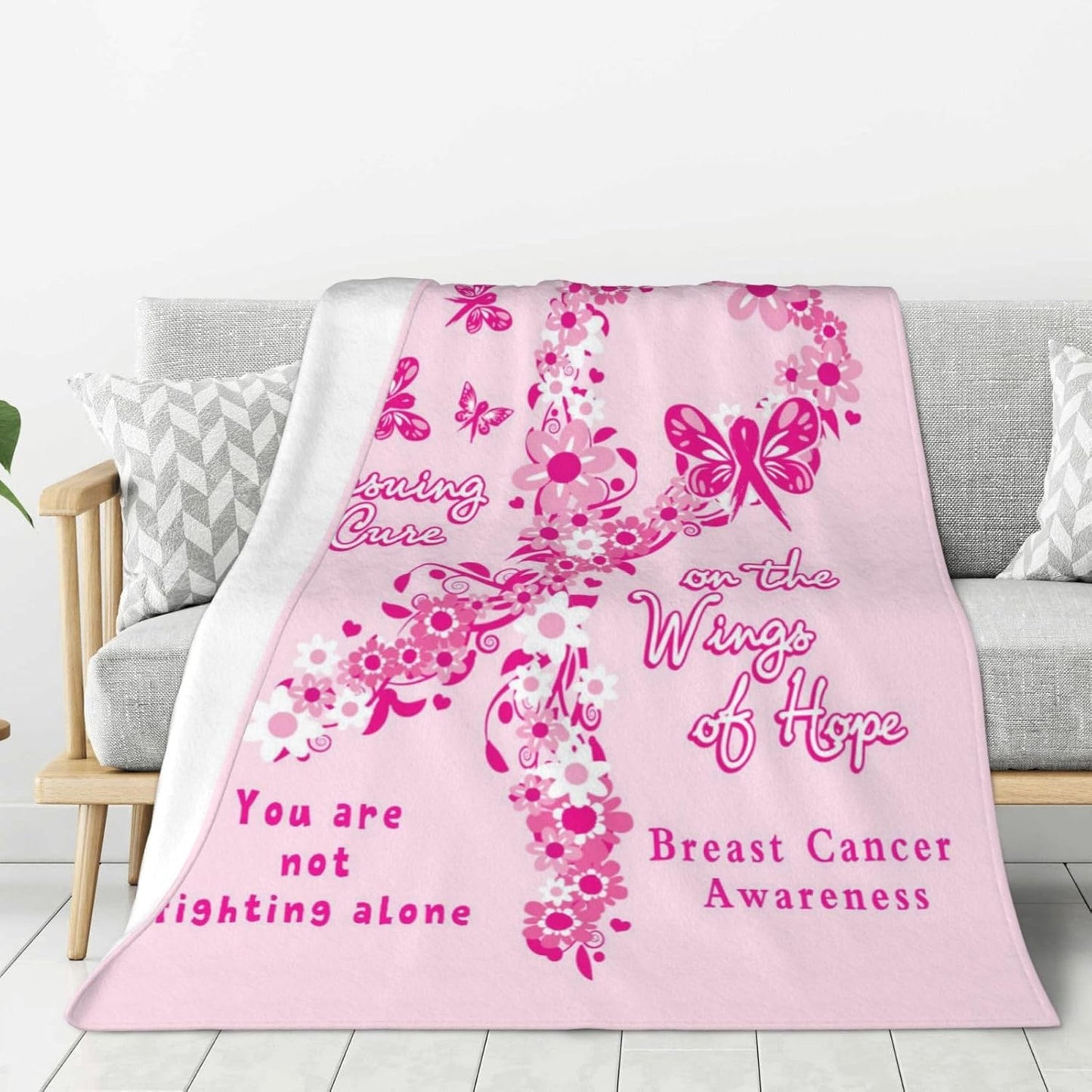 shangtiezao Breast Cancer Awareness Accessories Blanket Throw Blanket Flannel Blanket for Women, Inspirational Gifts for Woman Blanket 60"X50"
