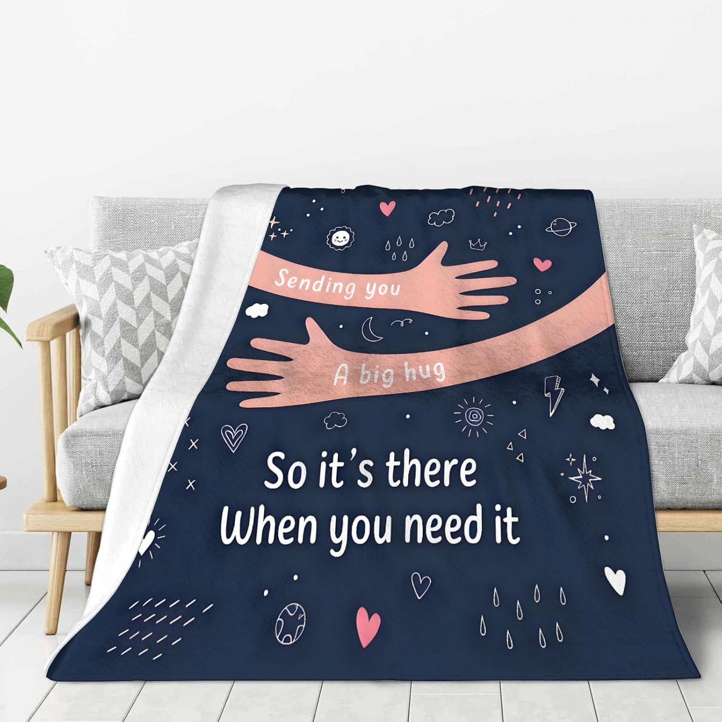 Sending You A Big Hug So Its There When You Need It Blanket Soft Cozy Throw Comfort Blanket Thoughtful Gift for Friends Family Sympathy Encouragement Recovery
