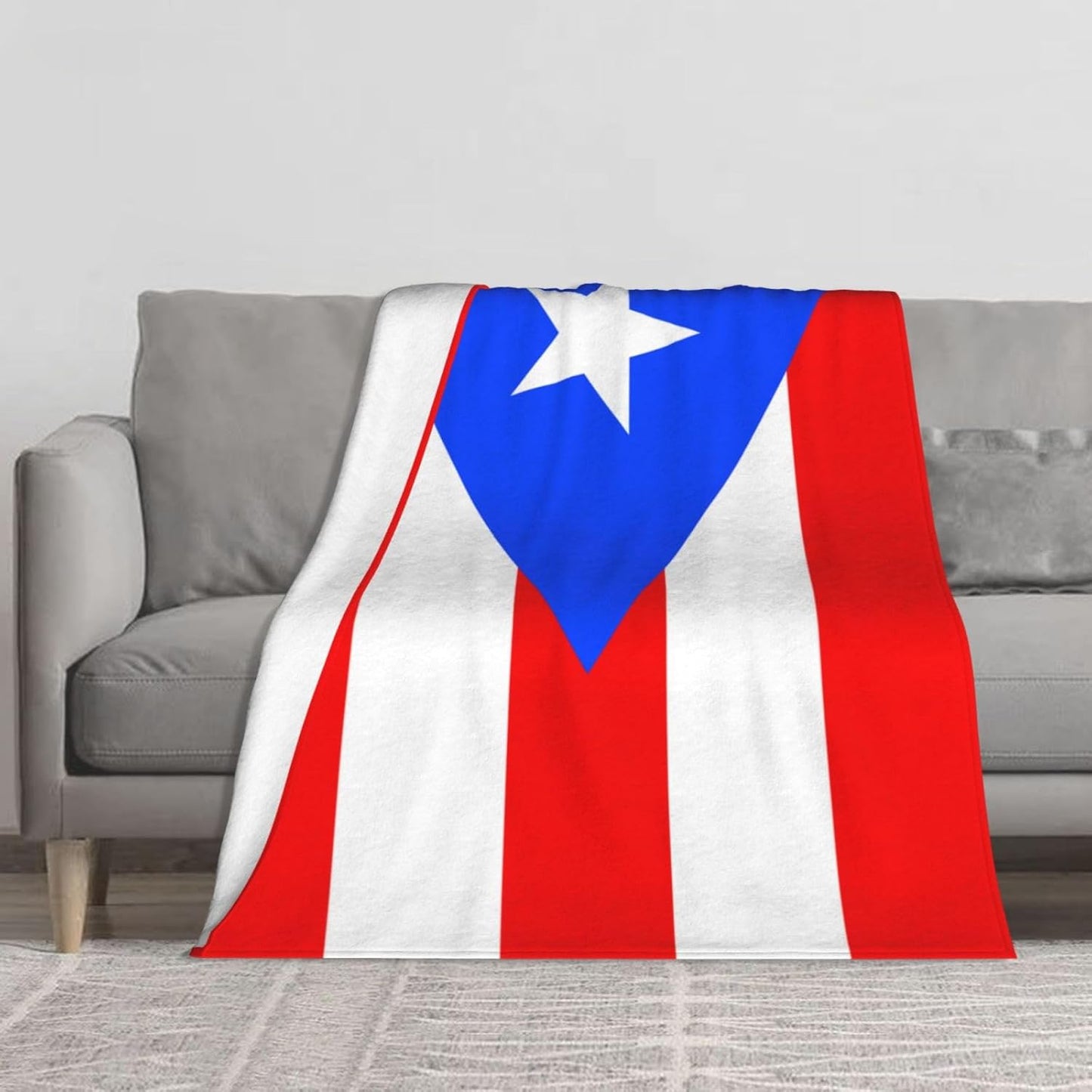 Puerto Rico Flag Throw Blanket Lightweight Bed Throws Flannel Blanket for Sofa Couch Bed Home Decor Gift, Super Cozy and Comfy 60"X50"