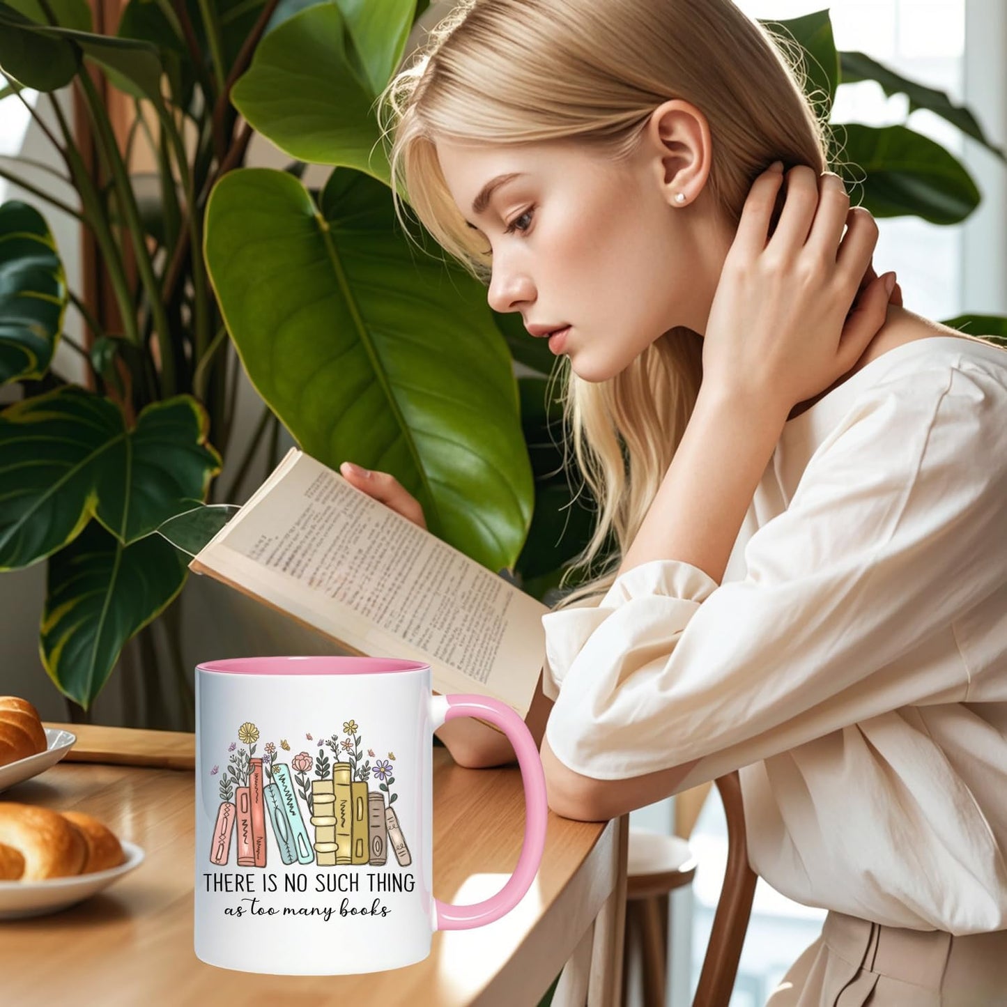 Book Lovers Ceramic Coffee Mug, 11 Oz, Modern, Reusable, Perfect for Book Lovers, Ideal for Reading, Gift for Bookworms