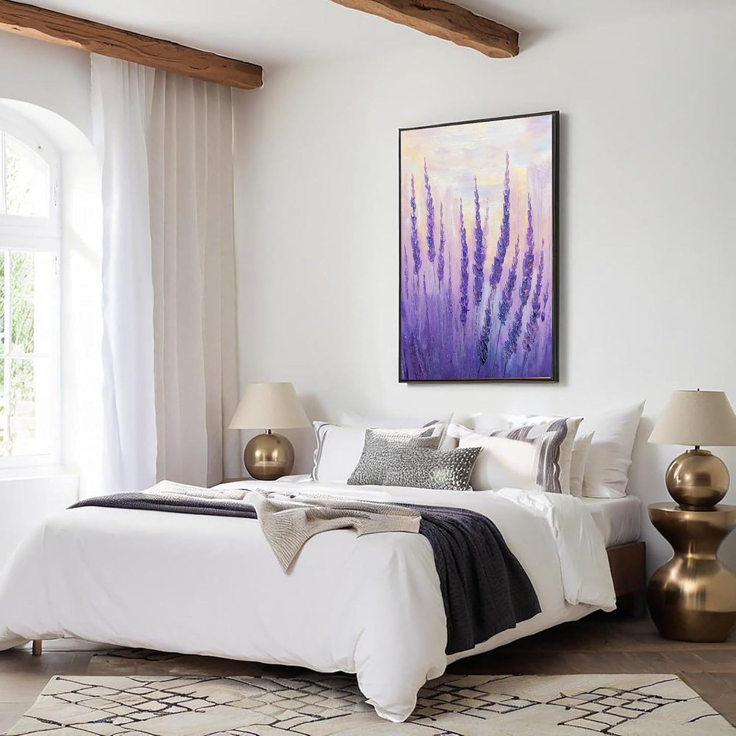 GDJSMIN Fantasy Theme Wall Art, Lavender Oil Painting Poster for Reading Room Living Room Decor 24 x 36 inch Unframed