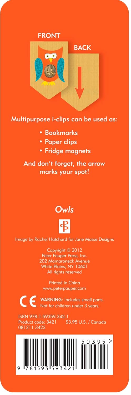 Owls i-Clip Magnetic Page Markers (Set of 8 Magnetic Bookmarks)