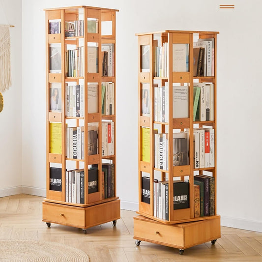 Rotating Bookshelf - 5 Tier 60.5in Bookcase, 360° Display Booksheleves Narrow Swivel Corner Book Shelf Standing Tall Storage Rack Adult Bedroom, Living Room (A 154cm/60.5in) (B 154cm/60.5in)