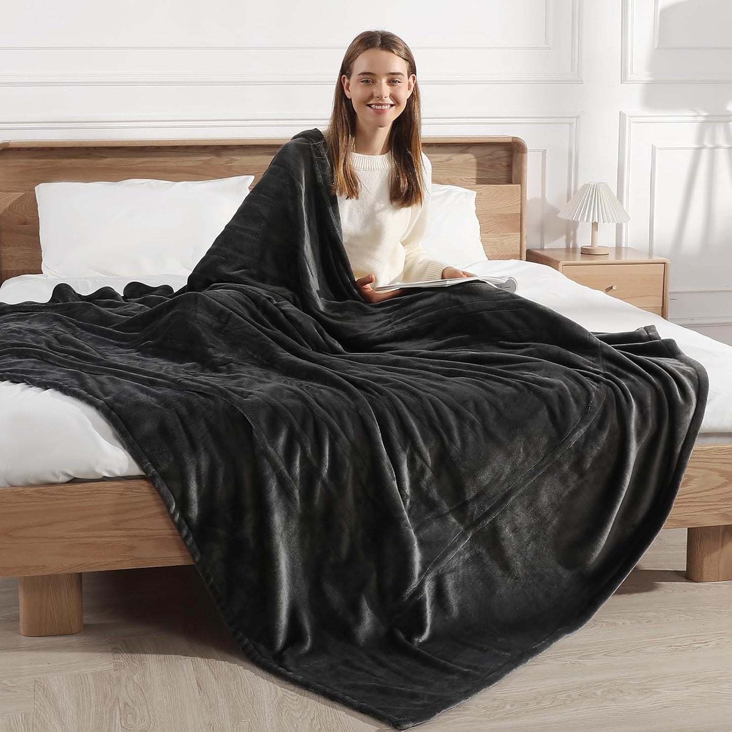 Heated Blanket Full Size Electric Blanket 72" X 84" with 5 Heating Level & 10 Hour Auto Off, Ultra-Warm Selected Flannel Heating Blanket for Adults, Machine Washable, Gifts for Grandma(Charcoal Grey)