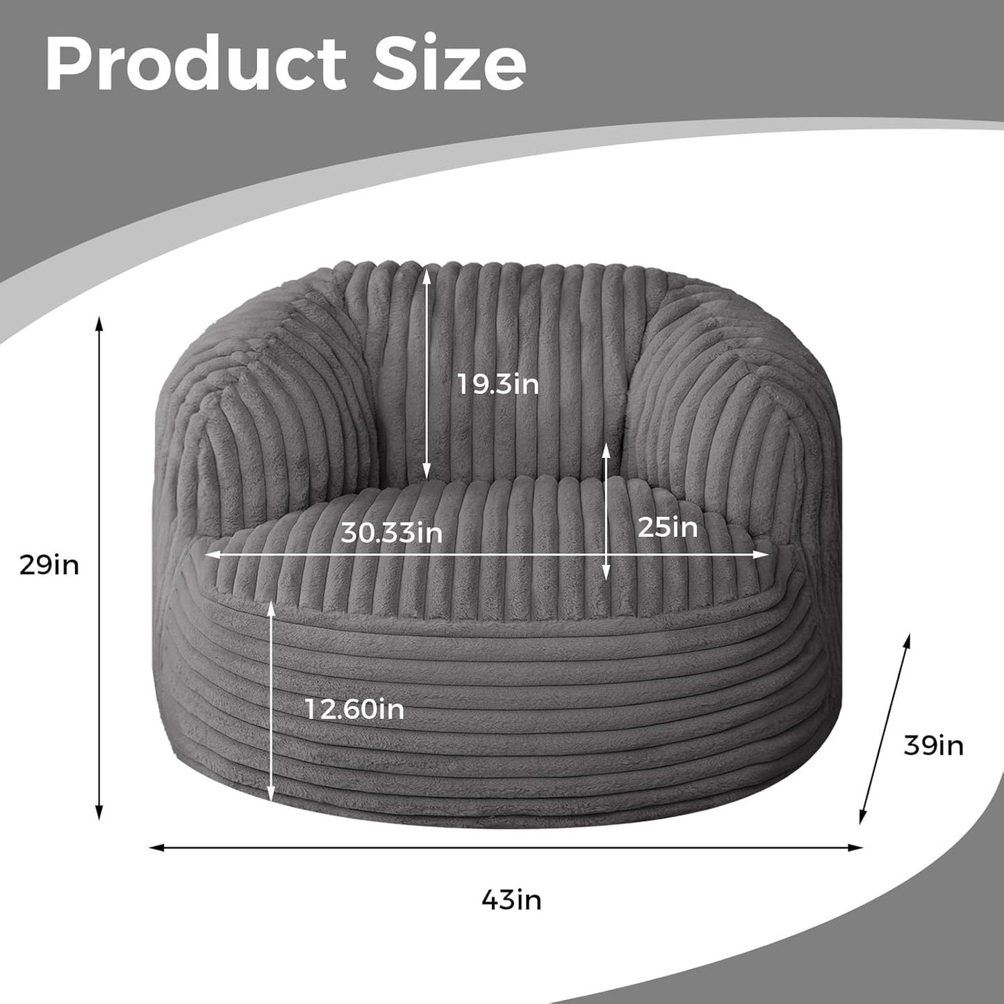 Bean Bag Chair for Adults and Teens, Comfy Cozy Bean Bag Chairs,Beanbag Chair for Dorm Lazy Couch Sofa Chair Living Room Gaming,Reading