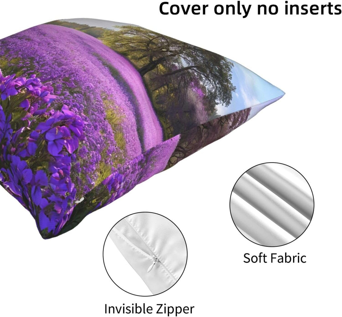 All-Season Square Pillow Covers 18"X18", Purple Lavender, Decorative Throw Pillow Covers for Sofa Bed Couch, Hidden Zipper Cushion Cover, Square Lumbar & Accent Pillowcases for Home Decor
