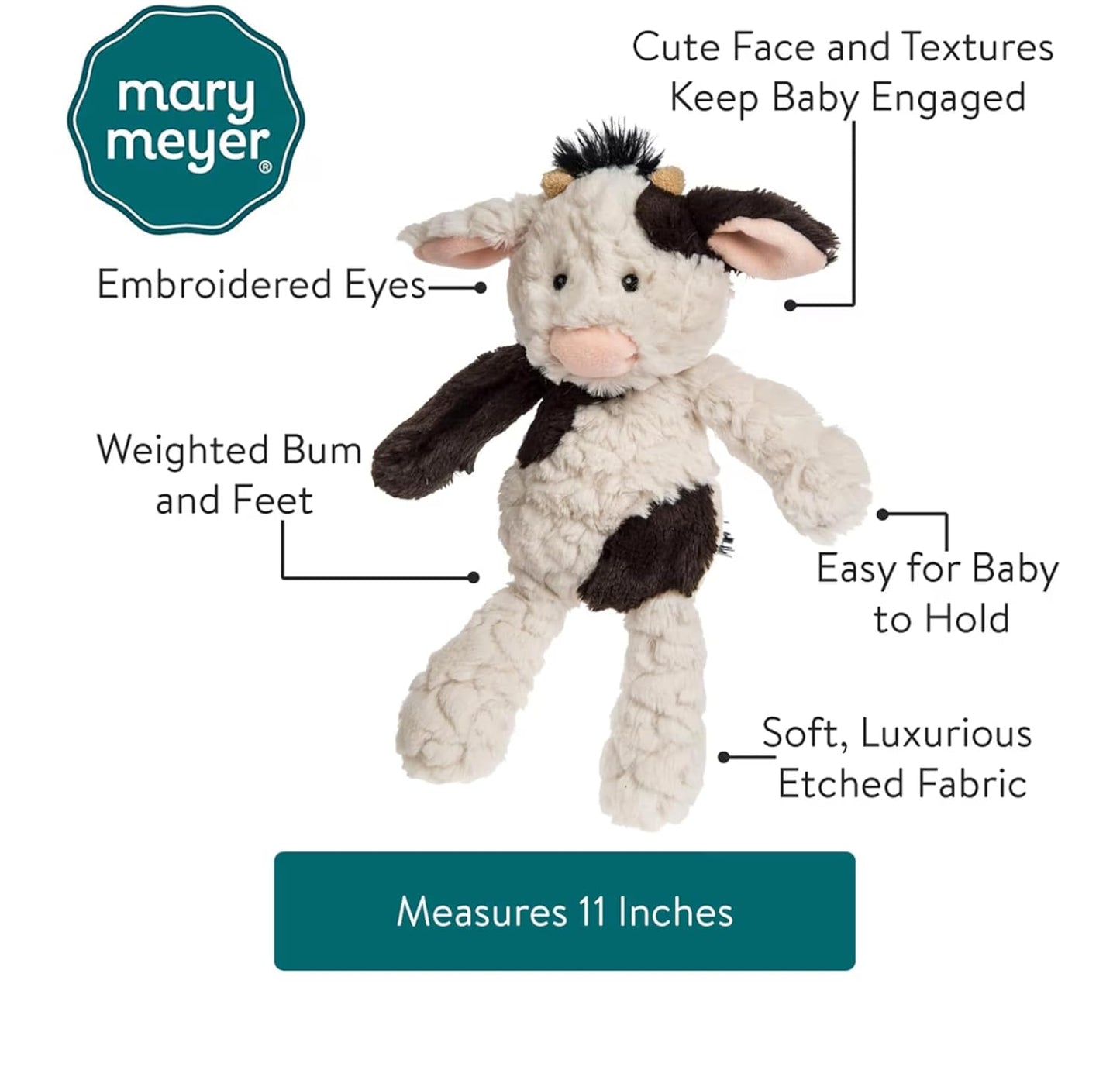 Mary Meyer Putty Nursery Bunny Soft Toy, Cow, 1 Count (Pack of 1)