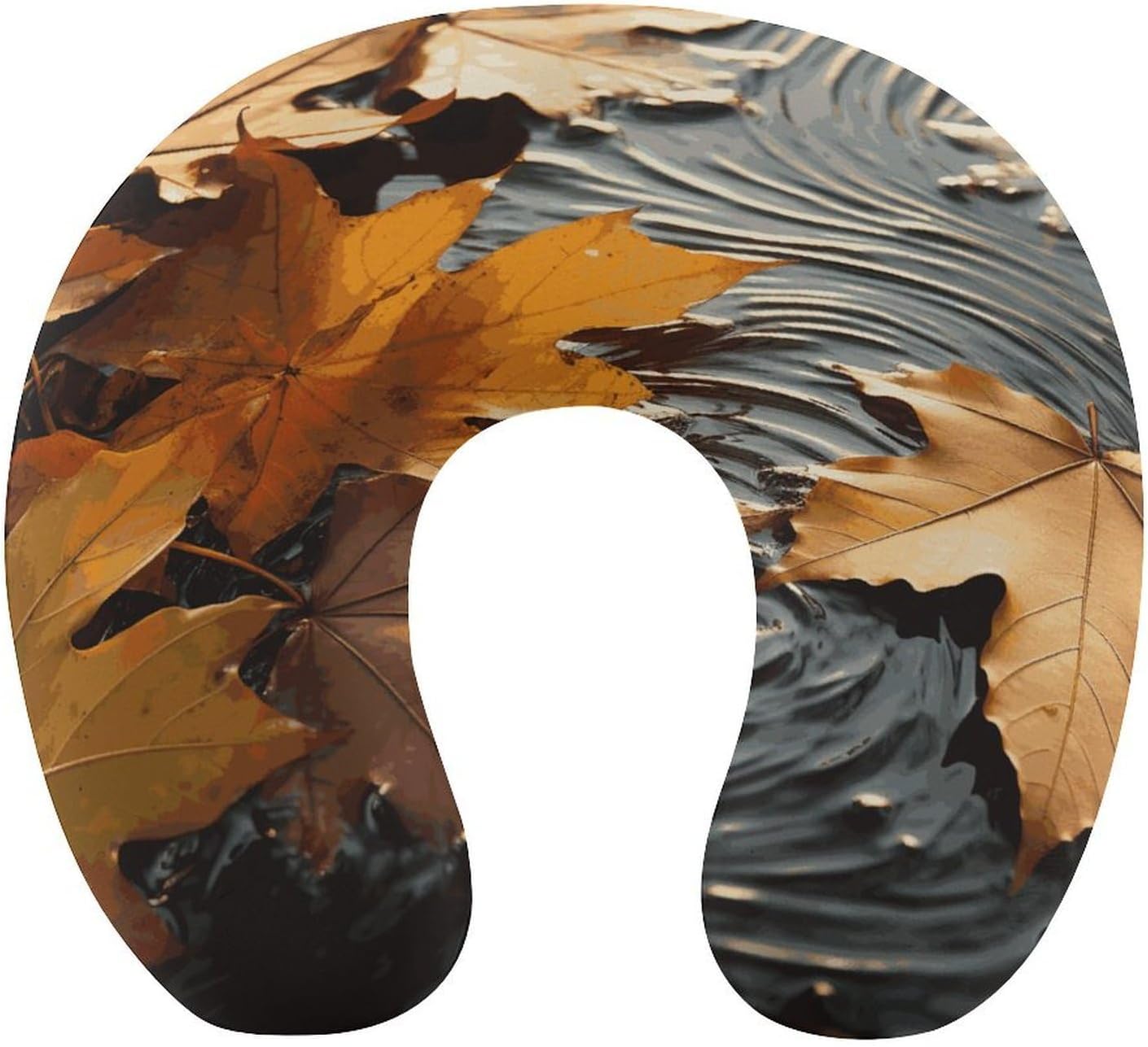 Fall Leaves Neck Pillow Memory Foam U Shaped Pillows Portable Pillows for Shoulder Travel Head Support Pillow with Concealed Zipper for Airplane Car Home Office