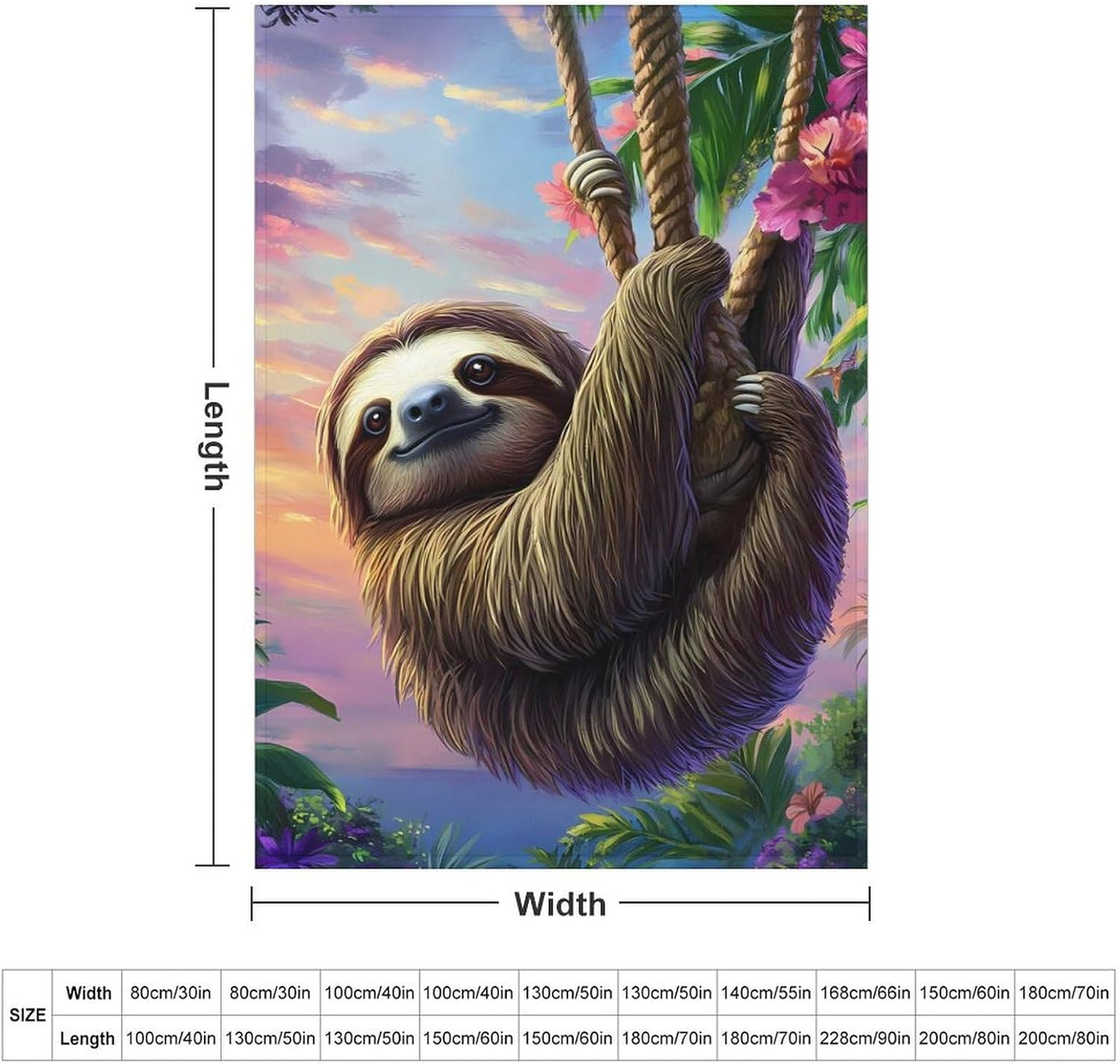 Sloth Animal Throw Blanket for Couch Bed Plush Cozy Fuzzy Flannel Blanket for All Season 50"x70"