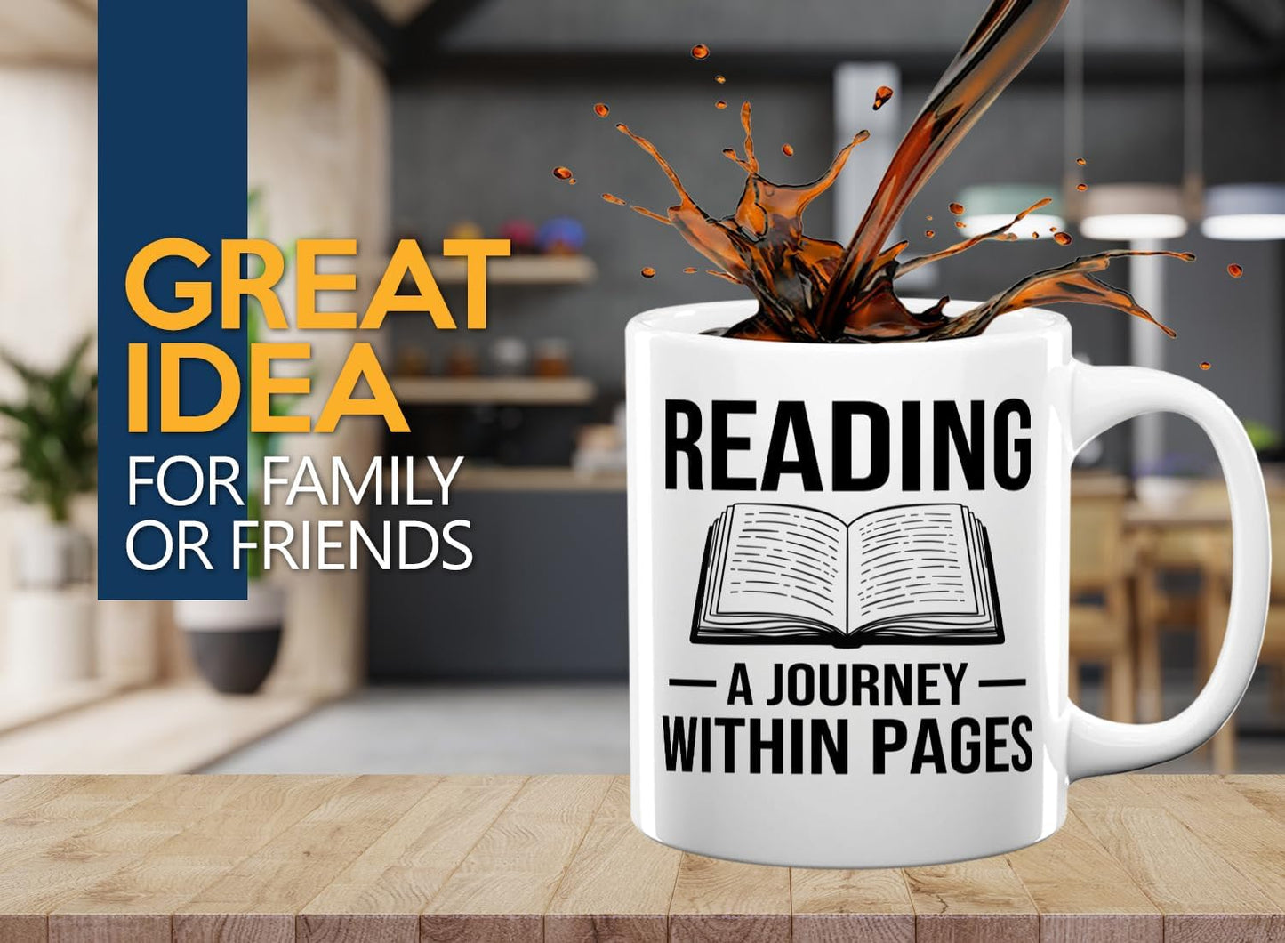 Book Lover Coffee Mug 11oz White -Reading A Journey - Bookworm Literature Library Book Lover Reader Booked Editor Intellectual Studious
