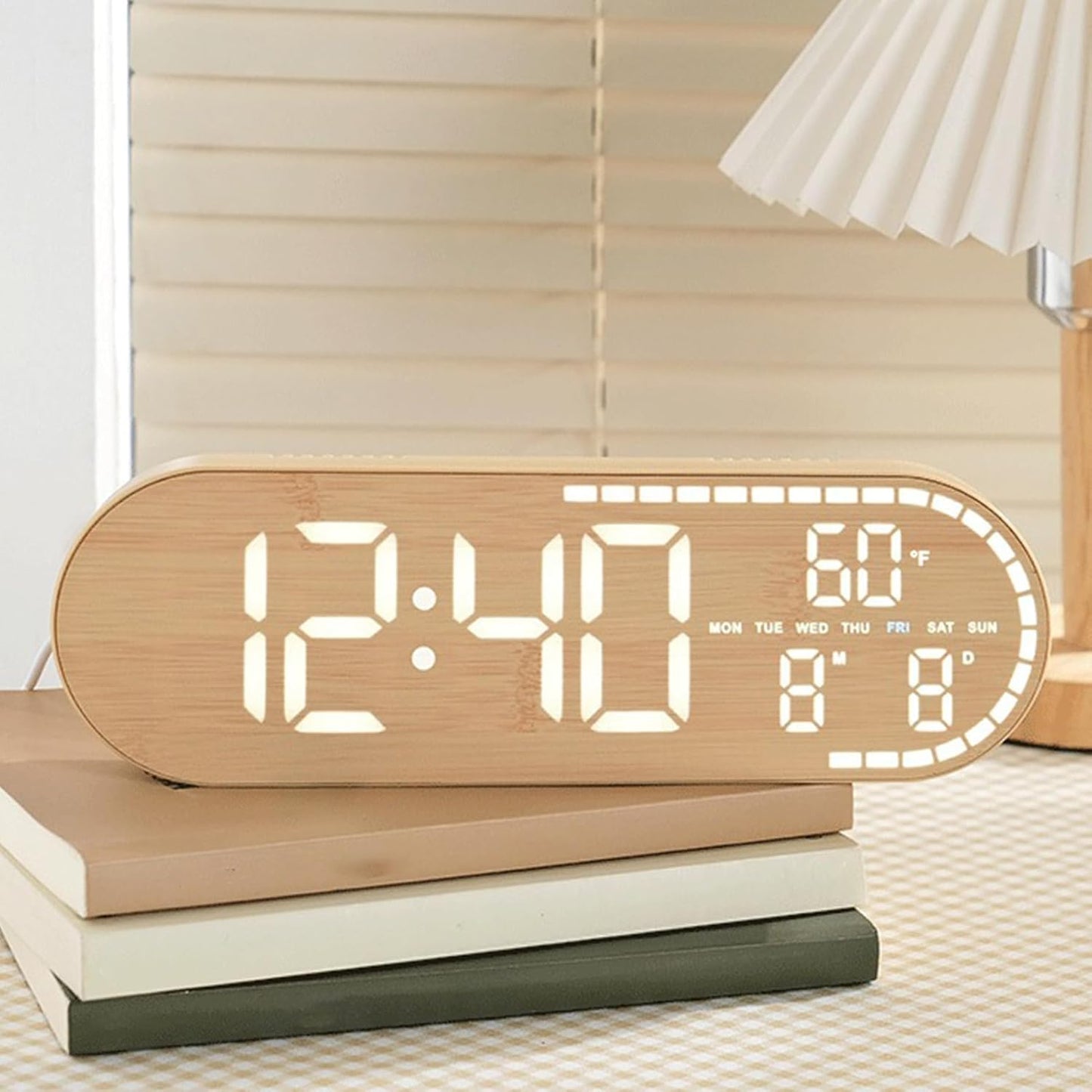Alarm Clock, Weather Reading Screen, Battery Powered Hub, Auto Dimming Light Sensor, Improves Time Management Level, Seniors Assisted Hardware, Wide Rectangular Sizing Fits Kitchen Bathroom