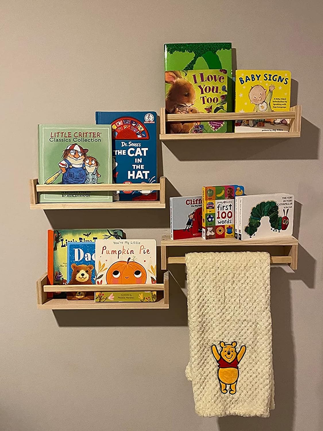 Gneric Floating Shelves for Wall, Burlywood Nursery Book Shelves, 15.7 inch Kids Bookshelf, Wall Shelves for Living Room Bedroom Decor,Kitchen Spice Rack,Bathroom Storage Rack(4 Pack)