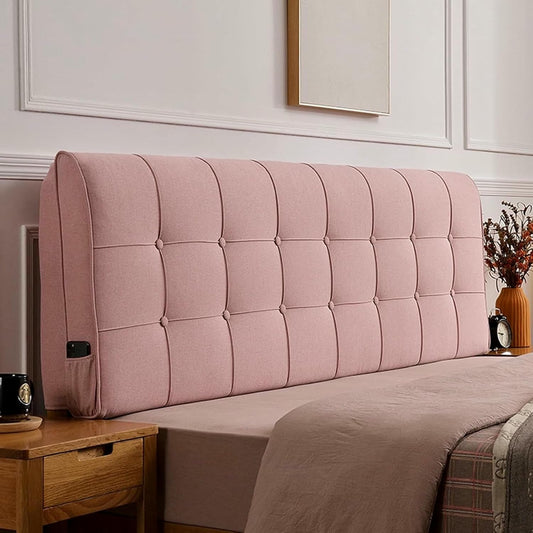 Pink,61x23x4In,Headboard Pillow Bed Support Pillowboard,Large Backrest Wedge Adult Lumbar Cushion,Rectangle Pillow Solid Color Removable Headboard for Sofa Bed Bunk Bed