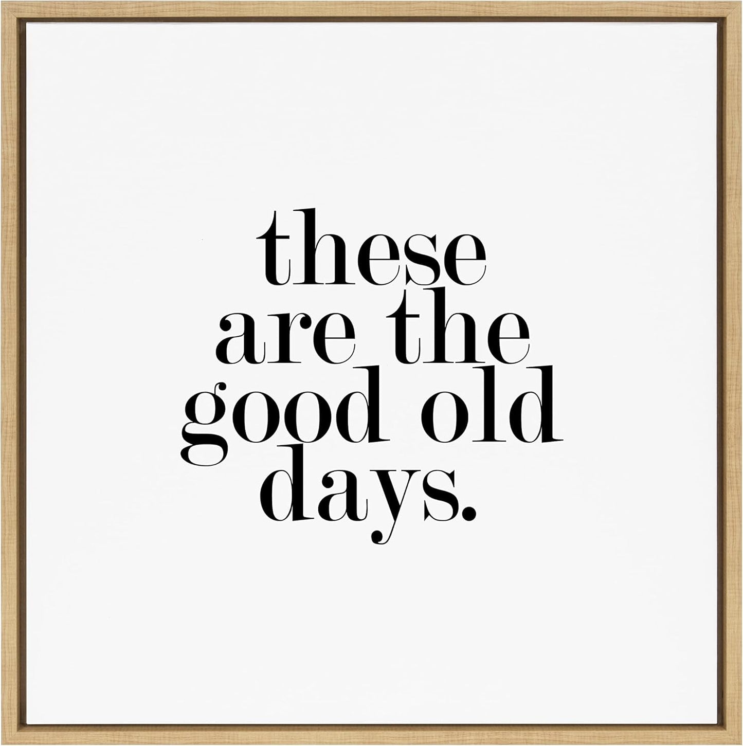 Kate and Laurel Sylvie Good Old Days Framed Canvas Wall Art by Maggie Price of Hunt and Gather Goods; 22x22 Natural; Modern Farmhouse Wall Décor