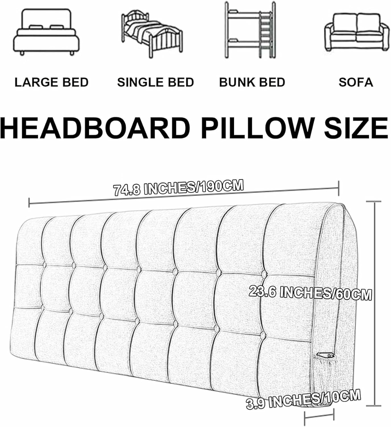 Pink,61x23x4In,Headboard Pillow Bed Support Pillowboard,Large Backrest Wedge Adult Lumbar Cushion,Rectangle Pillow Solid Color Removable Headboard for Sofa Bed Bunk Bed