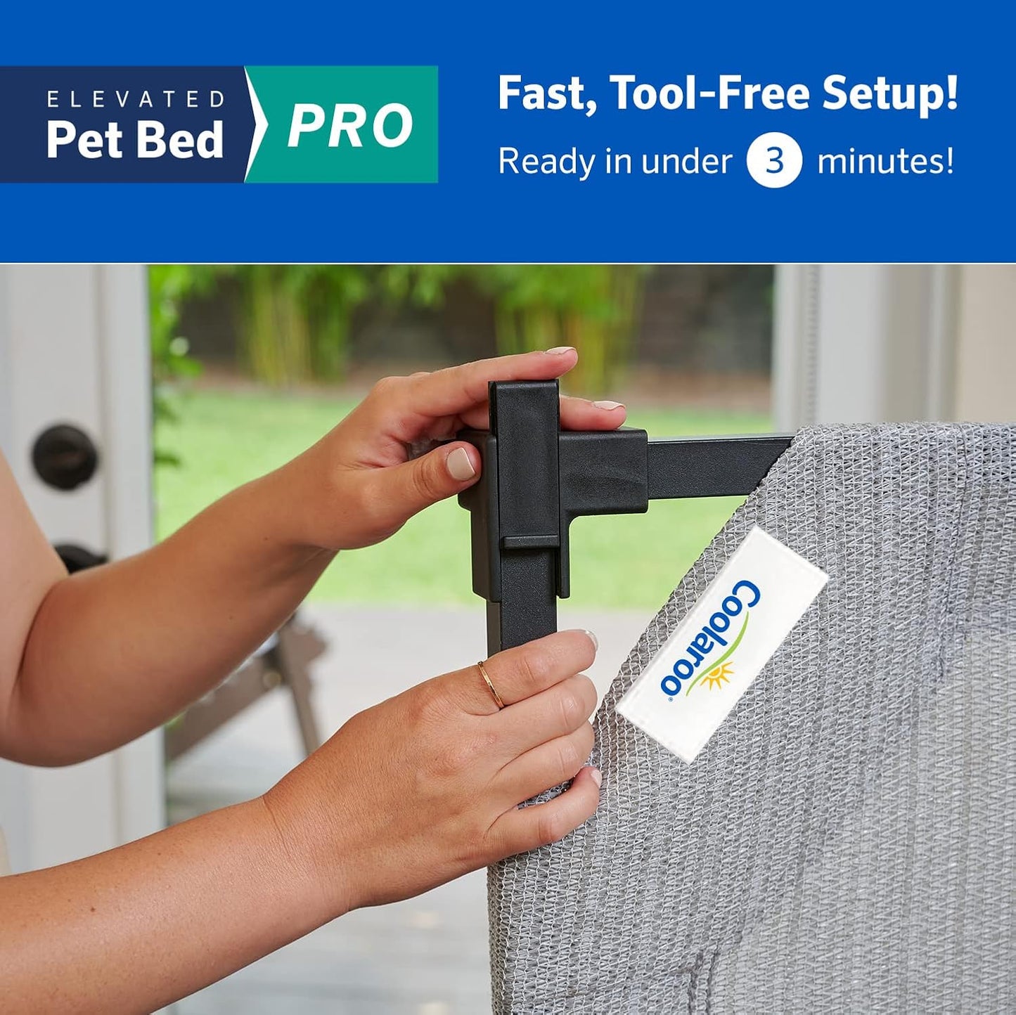 COOLAROO Cooling Elevated Dog Bed PRO Standard, Fits in 48in Crate, Easy Assembly Frame, Steel Grey.